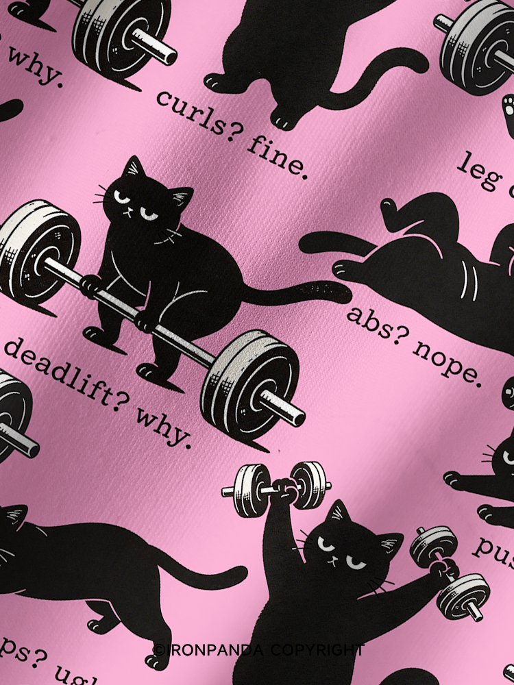 Funny Gym Cat Yoga Printed Yoga Shorts