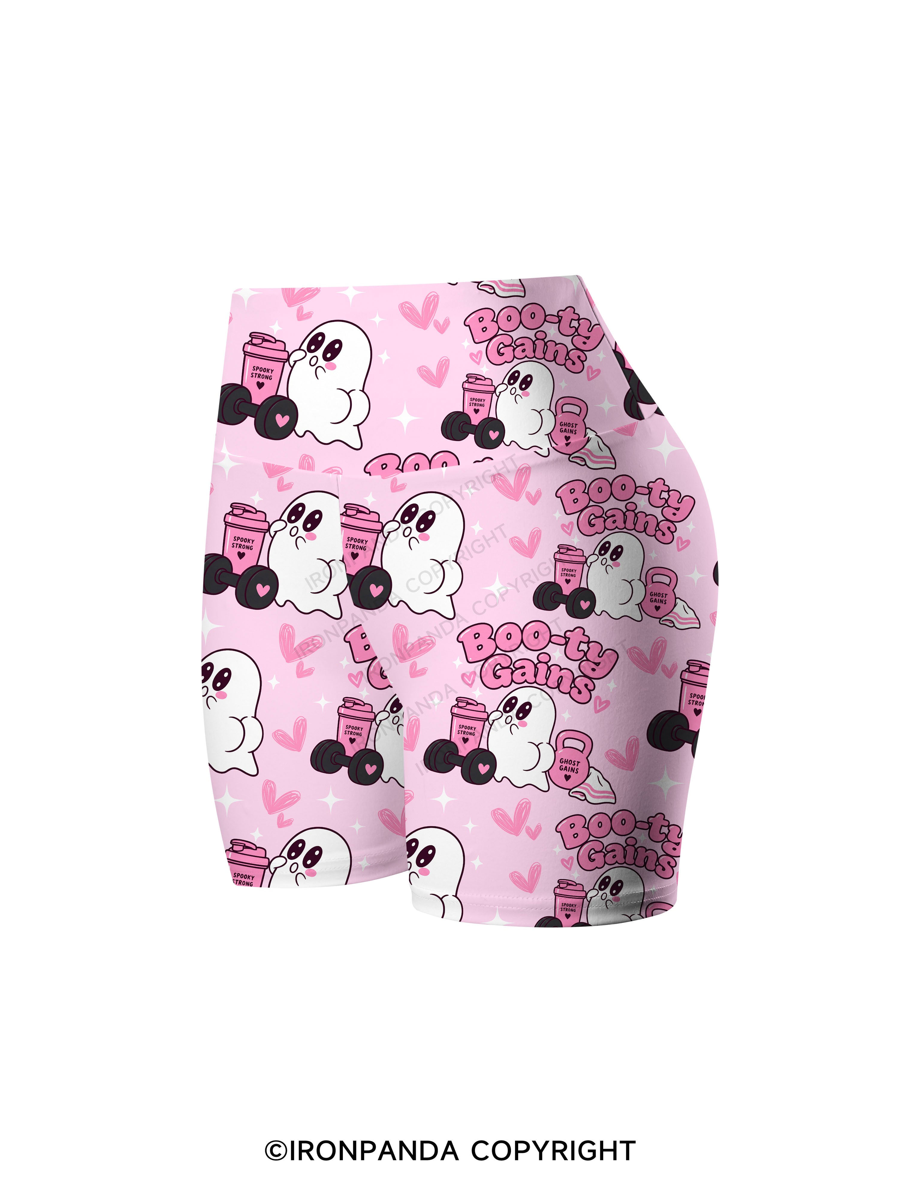Boo-ty Gains Ghost Printed Yoga Cycling Shorts