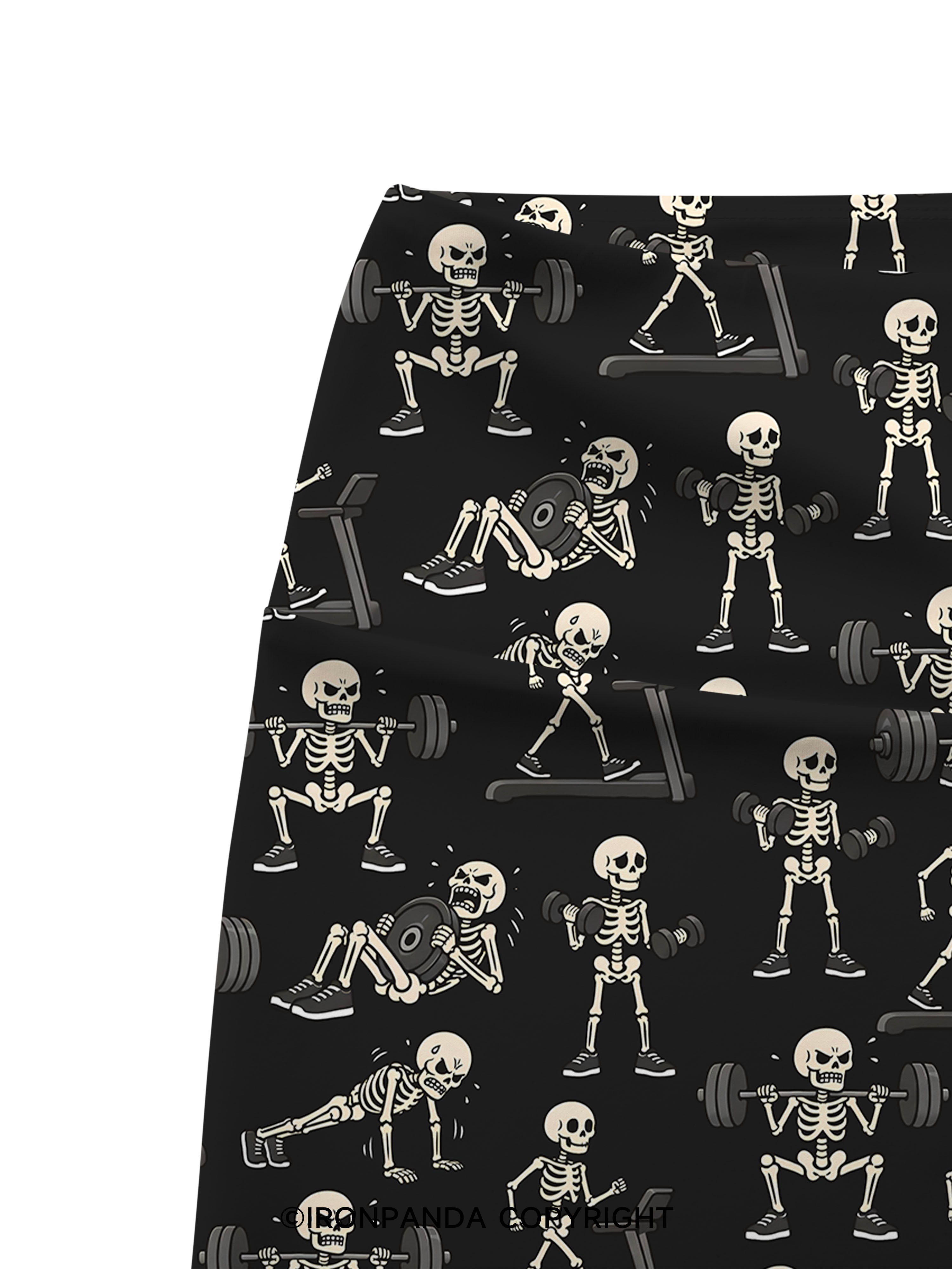 Pain Scale Skeleton Printed Yoga Cycling Shorts