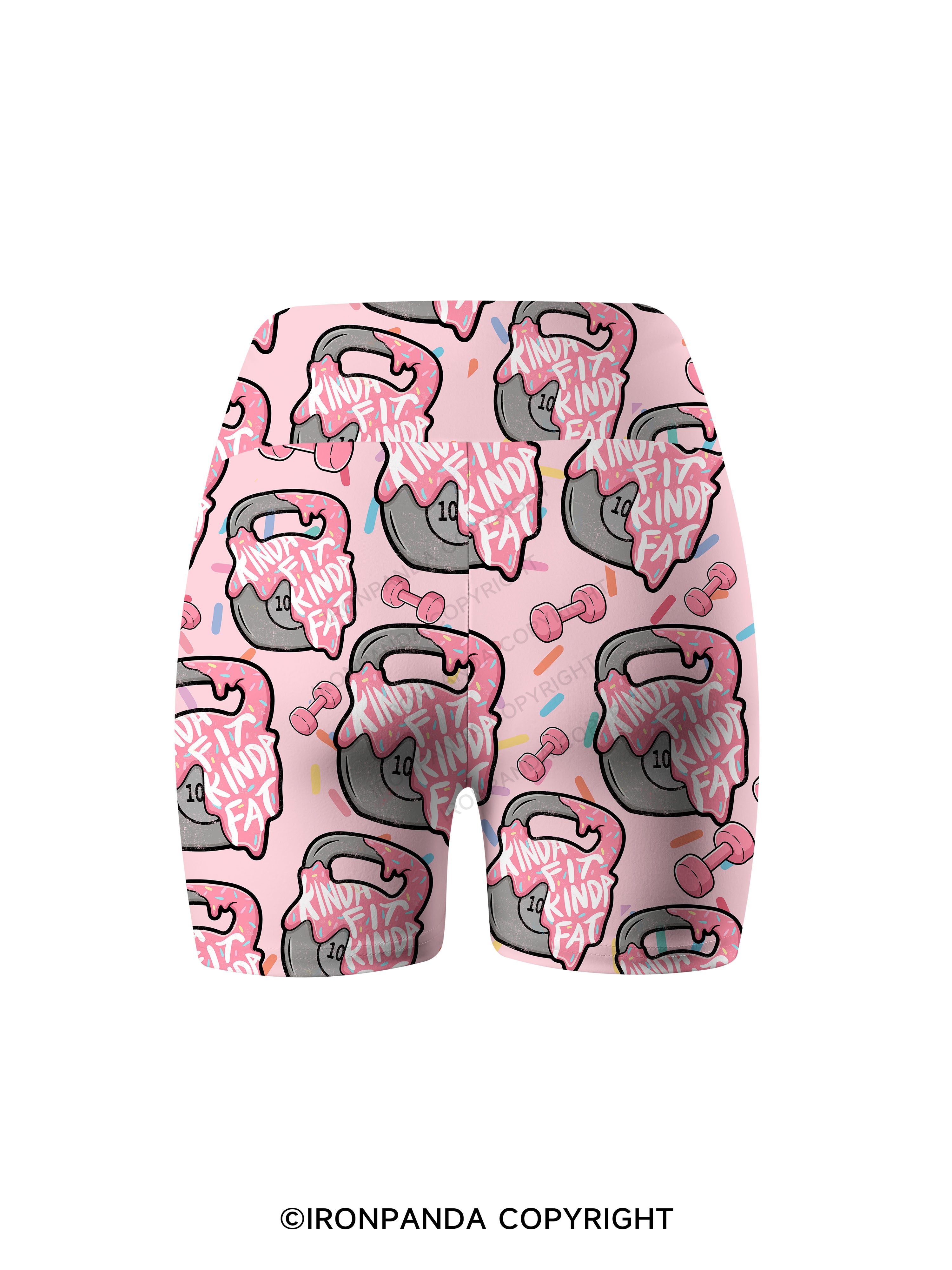 KINDA FIT SORTA FAT KETTLEBELL Printed Yoga Cycling Shorts