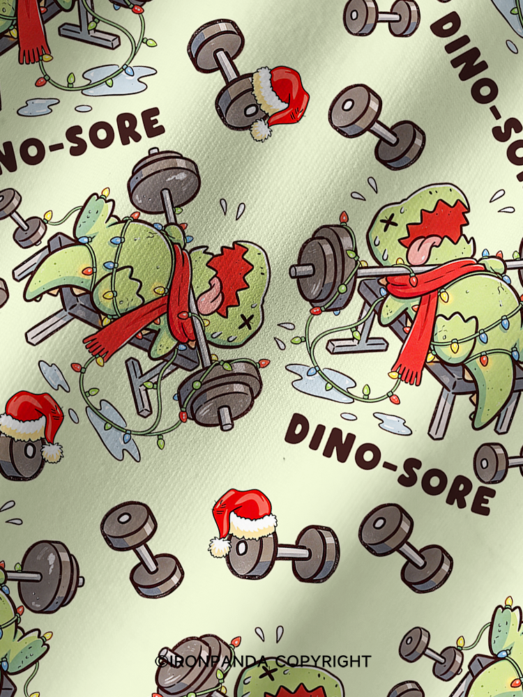 Christmas Workout DINO-SORE Printed Yoga Shorts