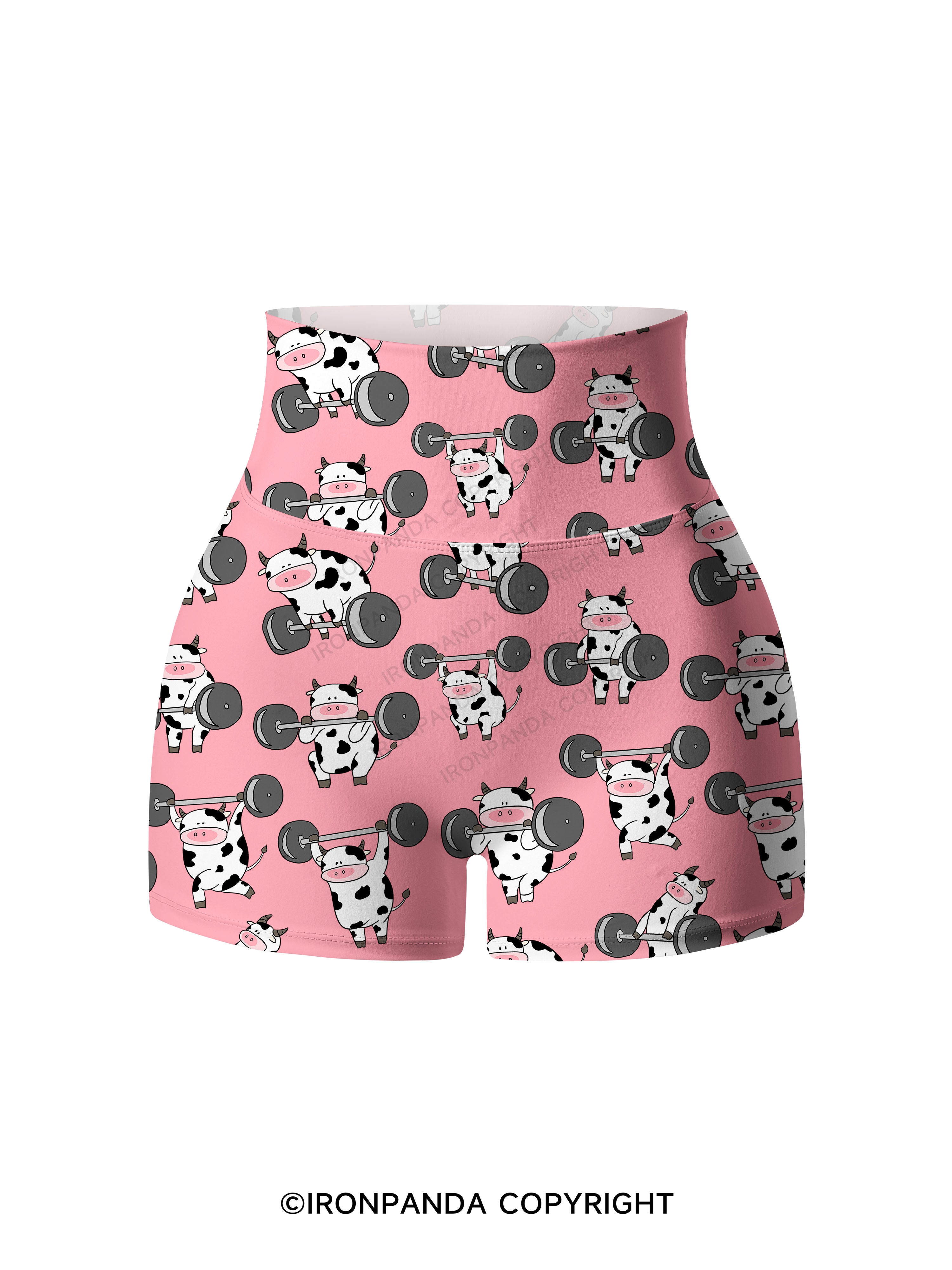 Ironpanda Lift Heavy Dairy Cow Printed Yoga Shorts