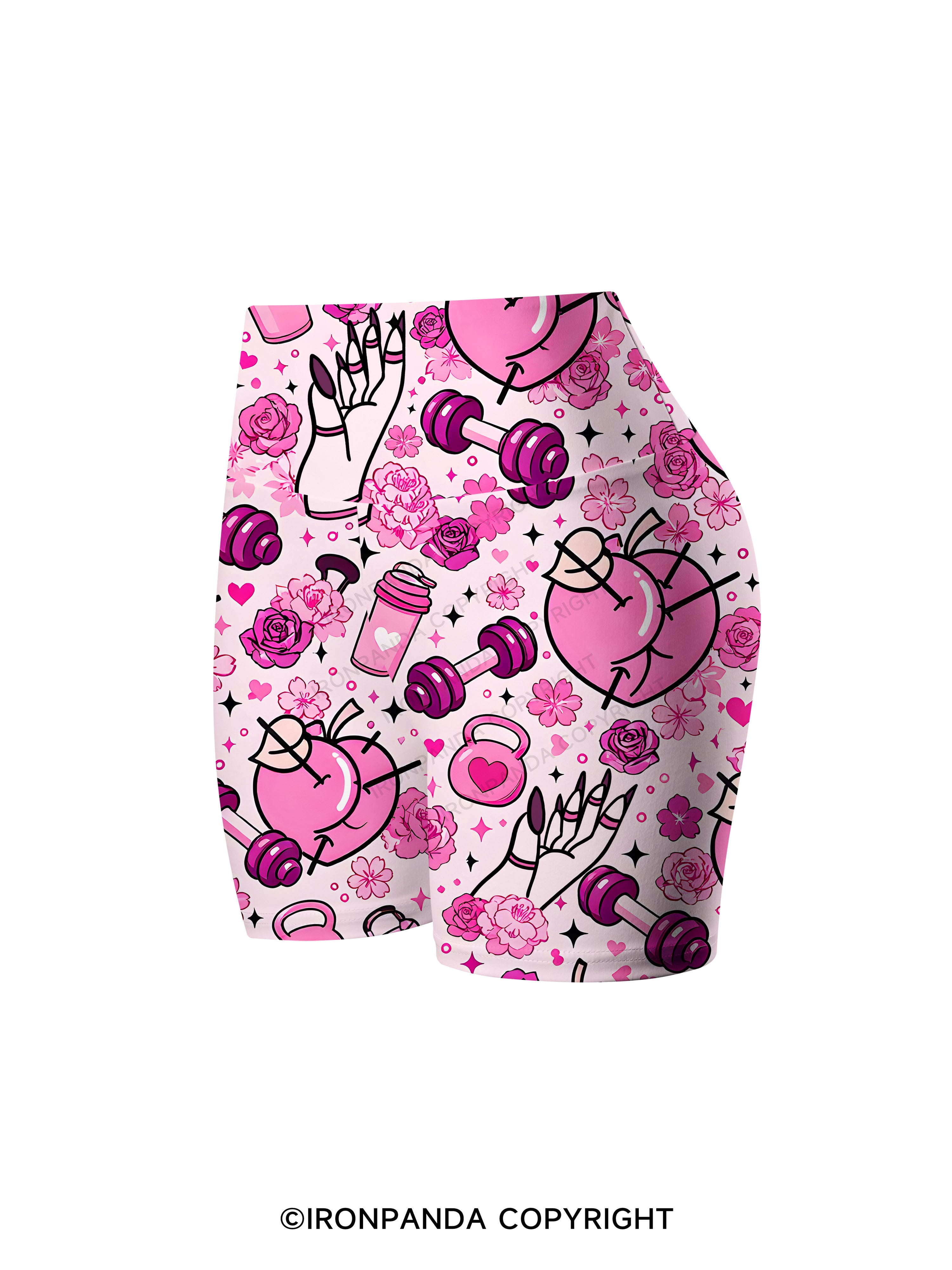 PEACHY VIBES Printed Yoga Cycling Shorts