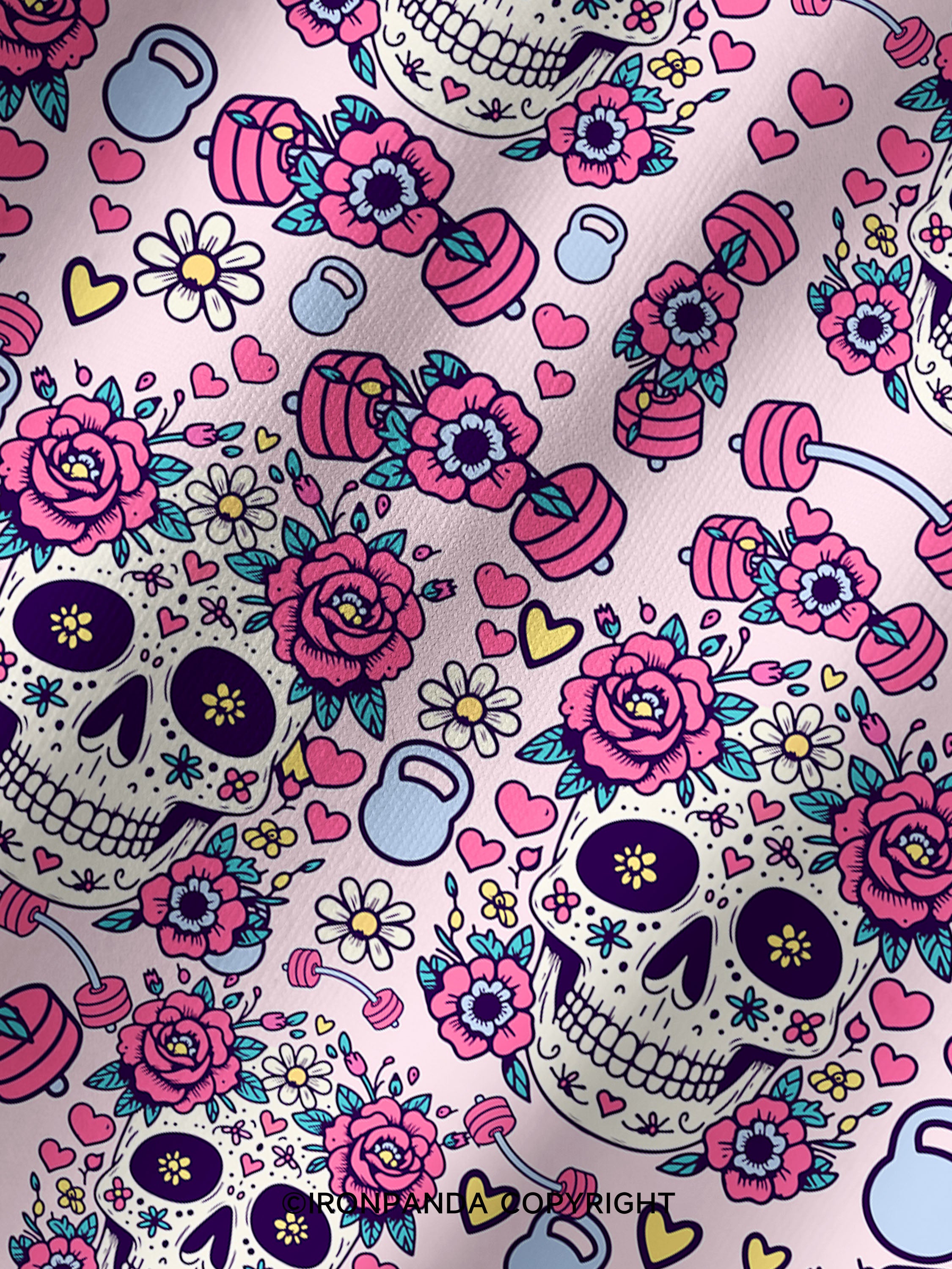 Floral Skull Fitness Printed Yoga Shorts