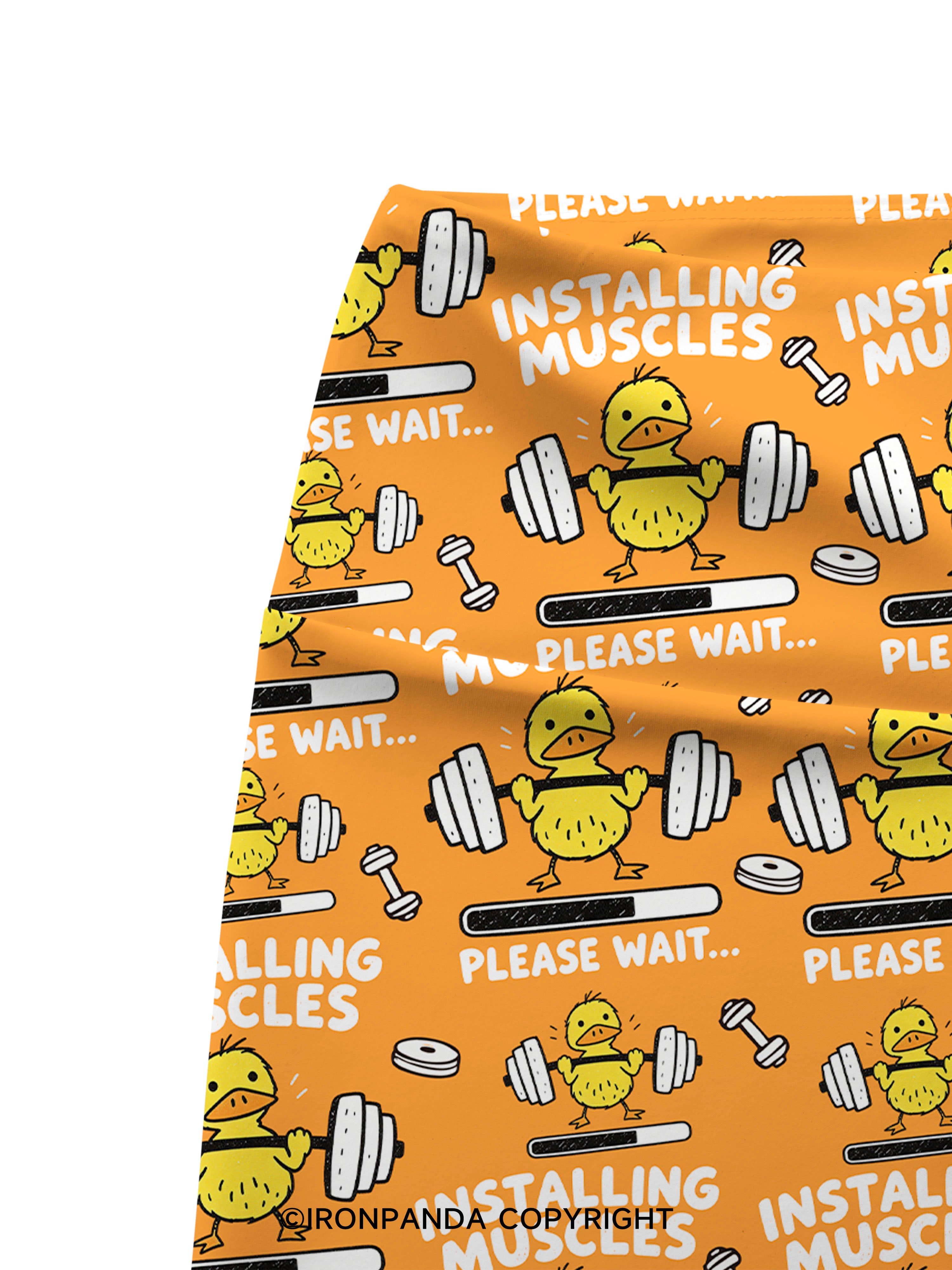 INSTALLING MUSCLES PLEASE WAIT Printed Yoga Cycling Shorts