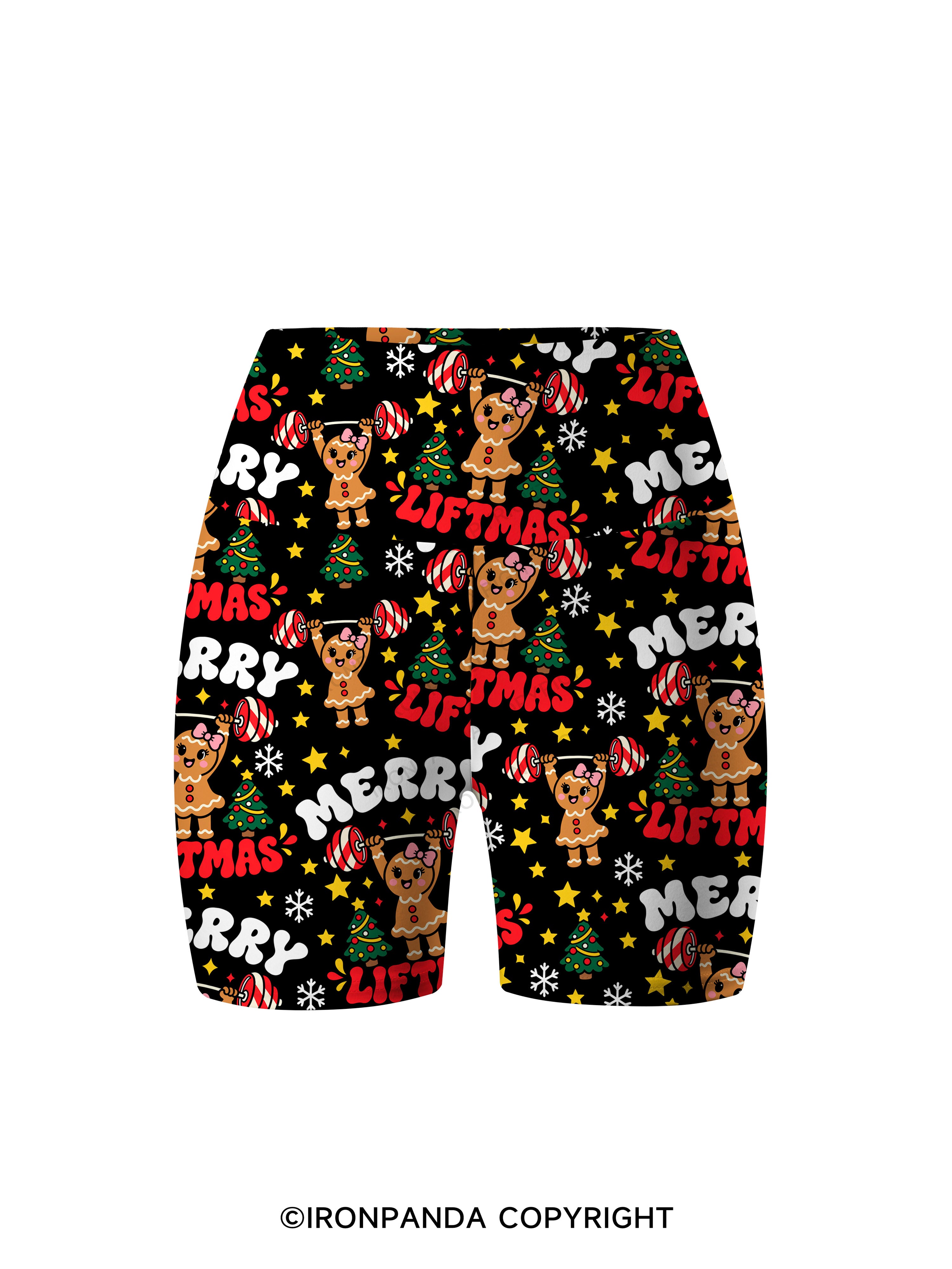 Merry Liftmas gingerbread  Printed Yoga Cycling Shorts