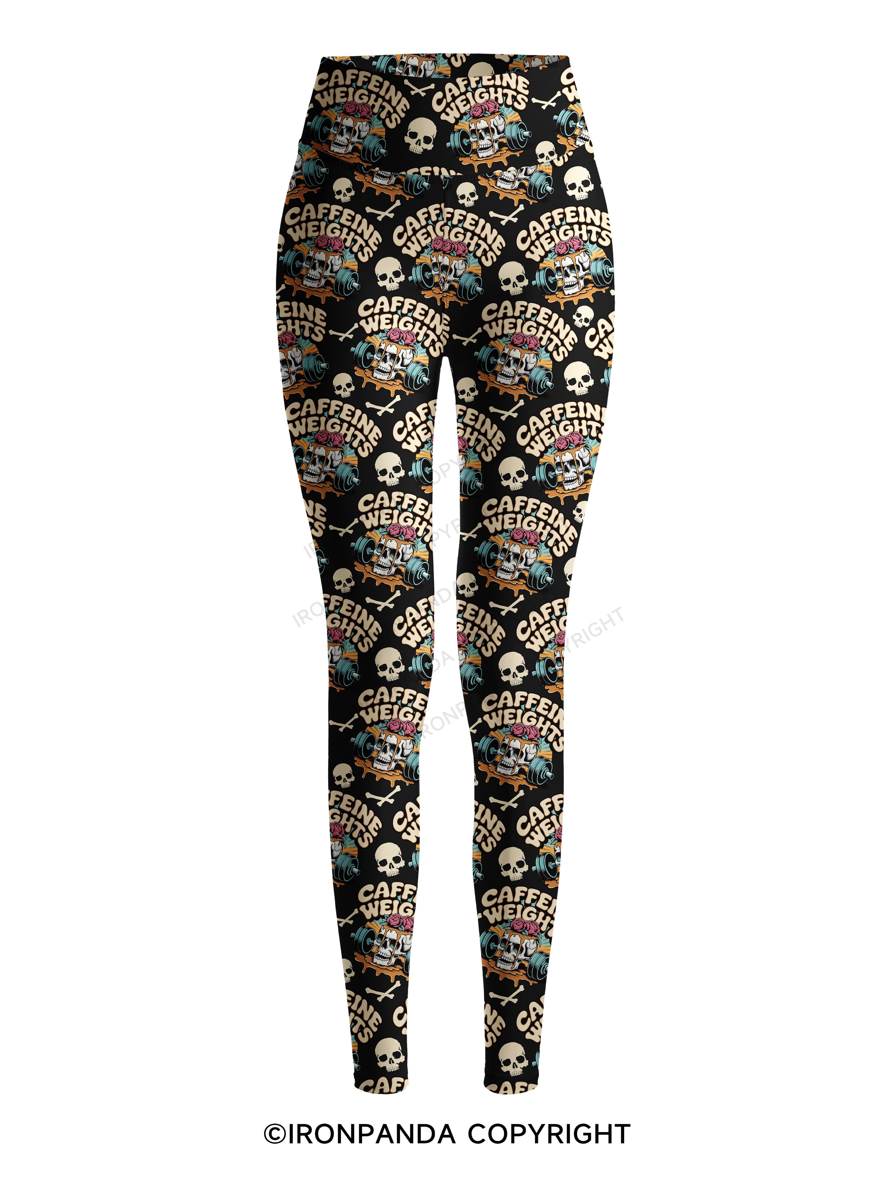 Caffeine weights skeleton Printed Yoga Pants