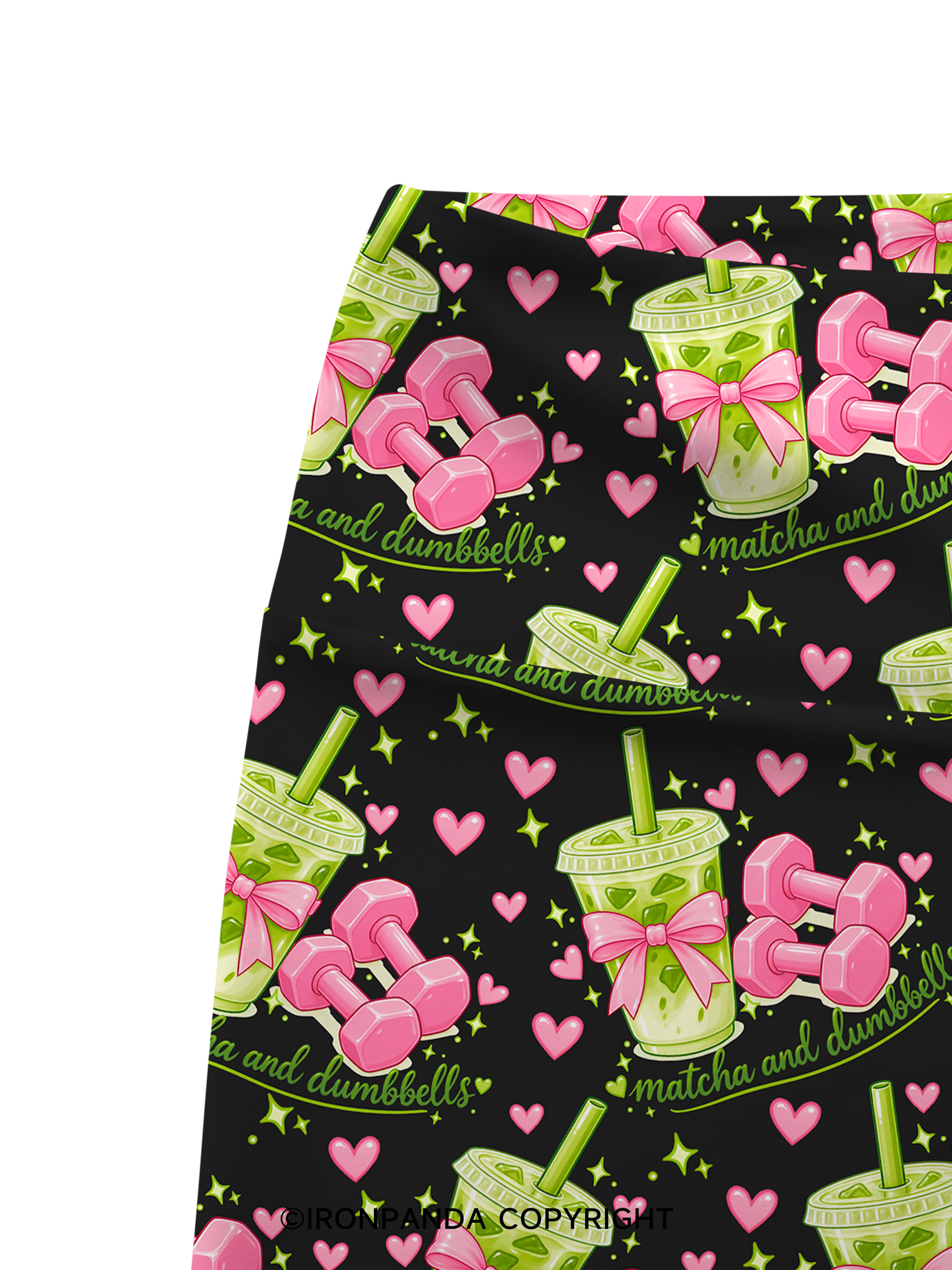 MATCHA AND DUMBBELL MATCHA LOVER Printed Yoga Cycling Shorts