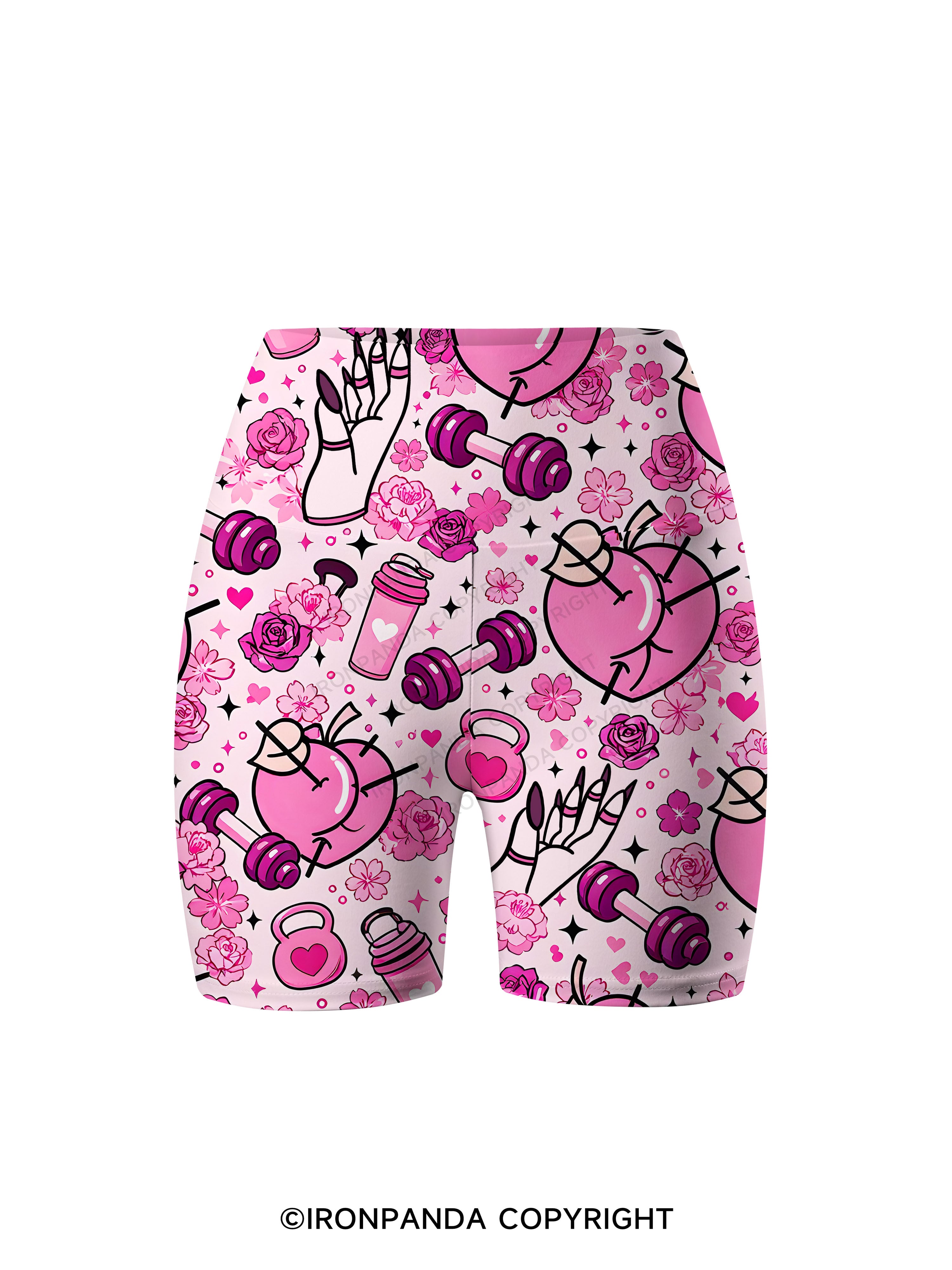 PEACHY VIBES Printed Yoga Cycling Shorts