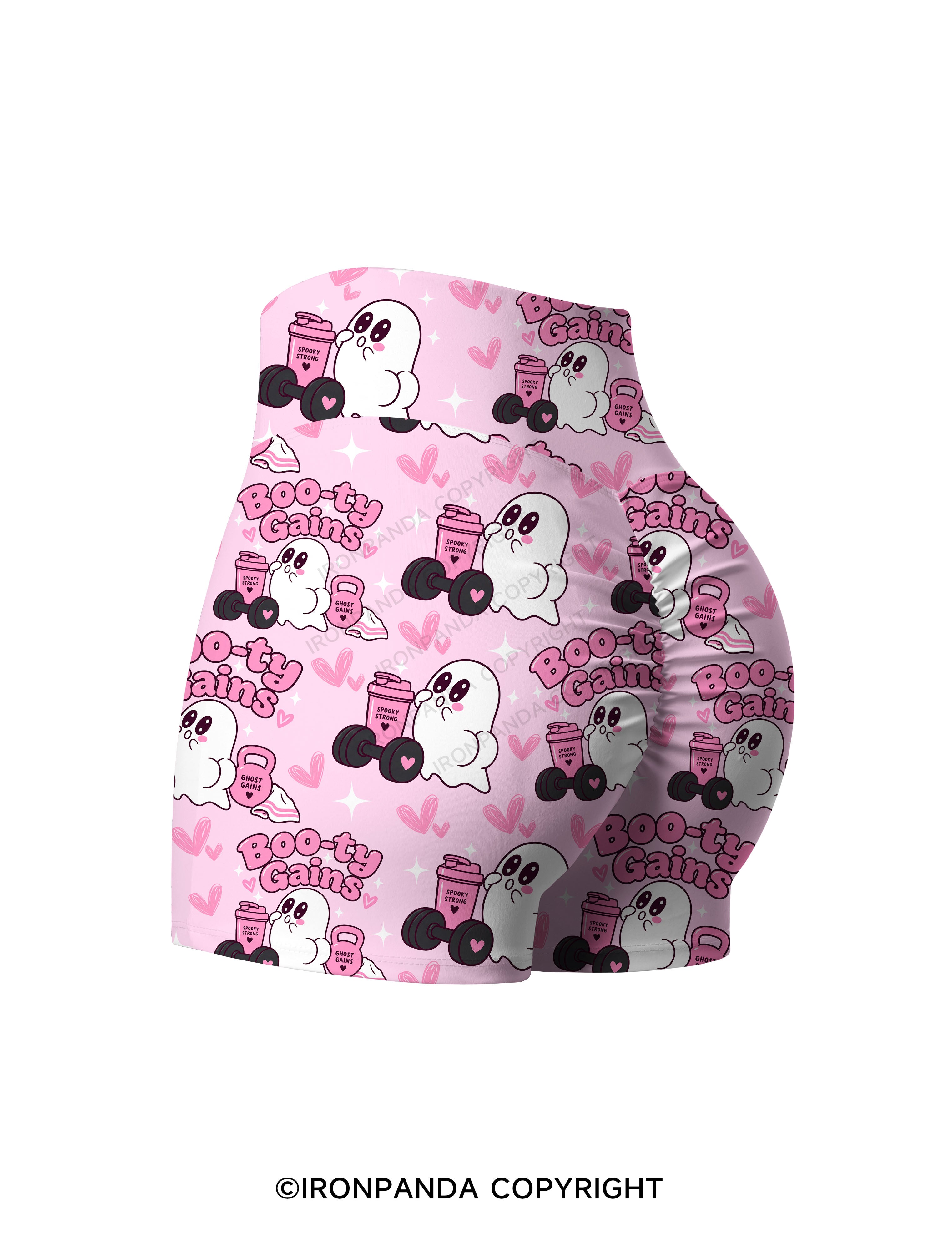 Boo-ty Gains Ghost Print Printed Yoga Shorts