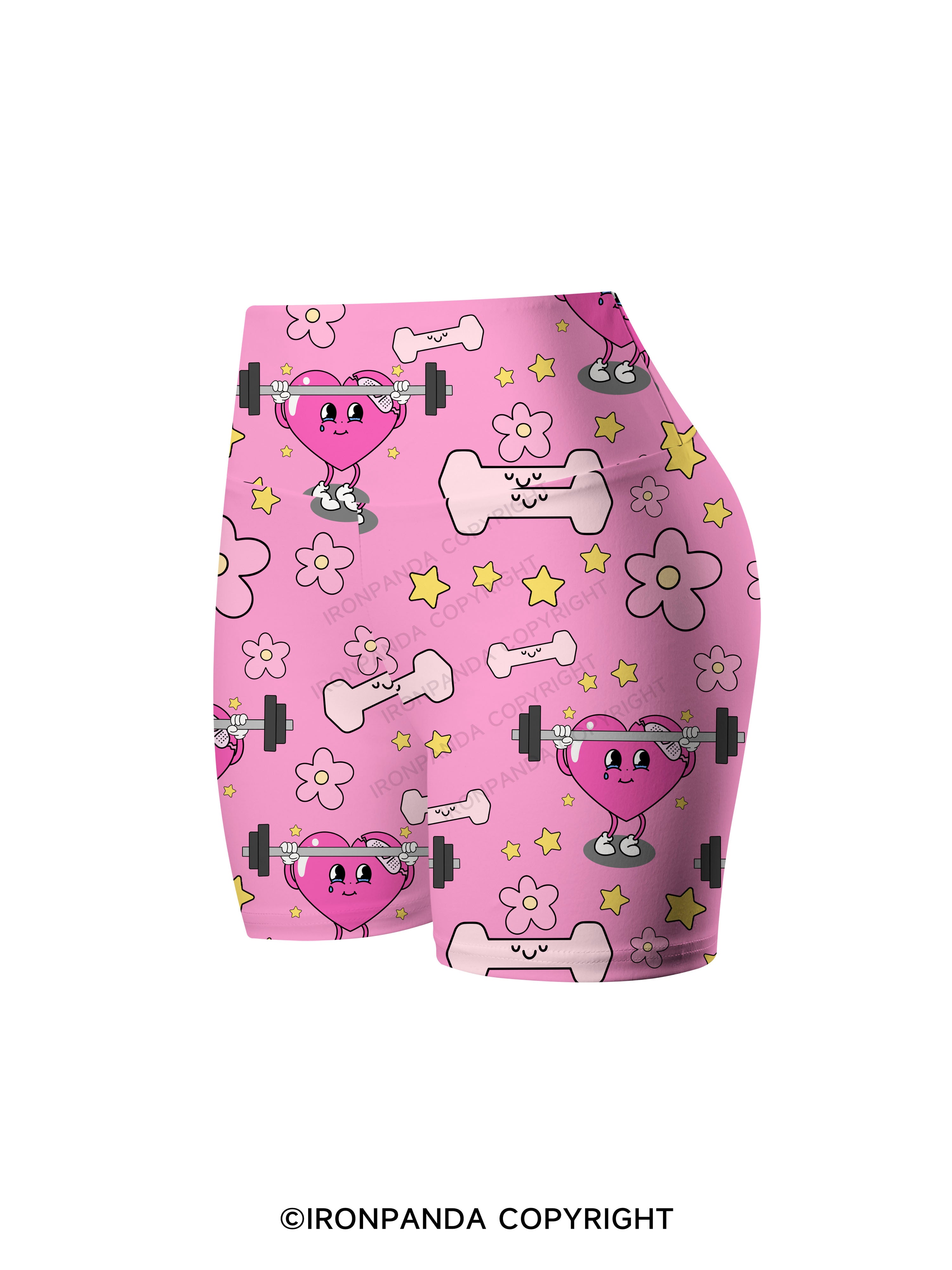 Sweet Pump Heart Printed Yoga Cycling Shorts