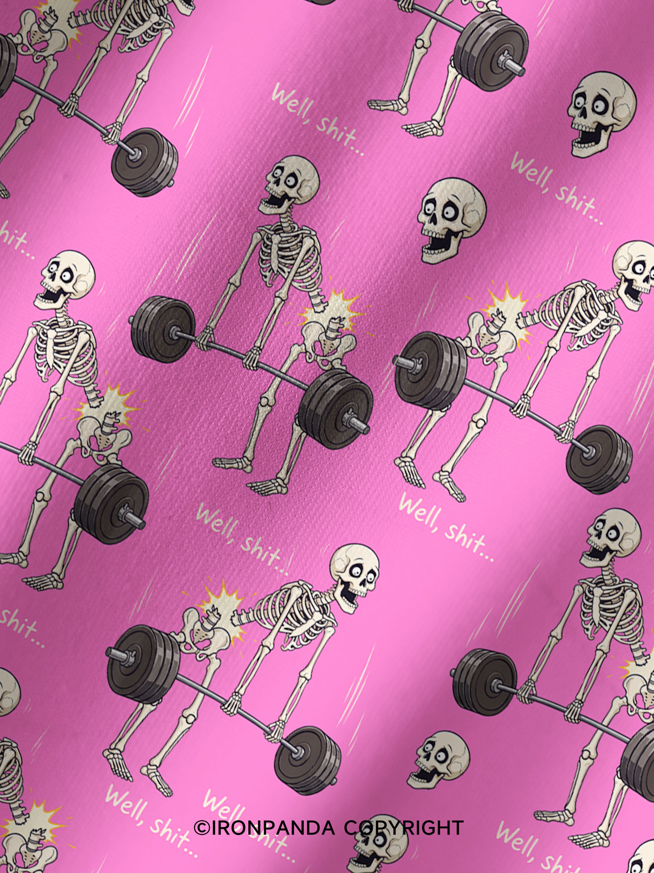 Well Shit Skeleton Deadlift Printed Yoga Shorts