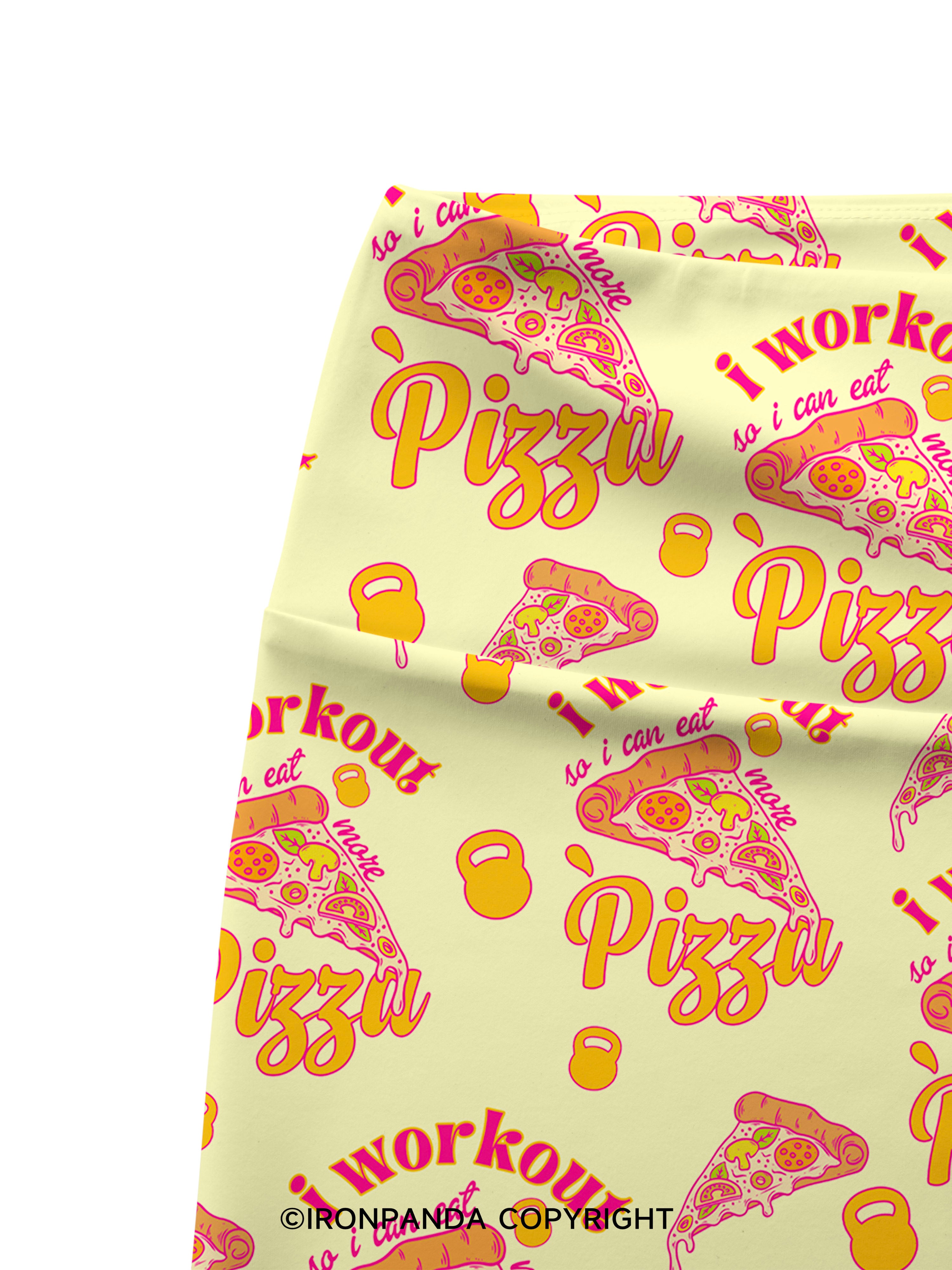 i workout so i can eat more pizza Printed Yoga Cycling Shorts