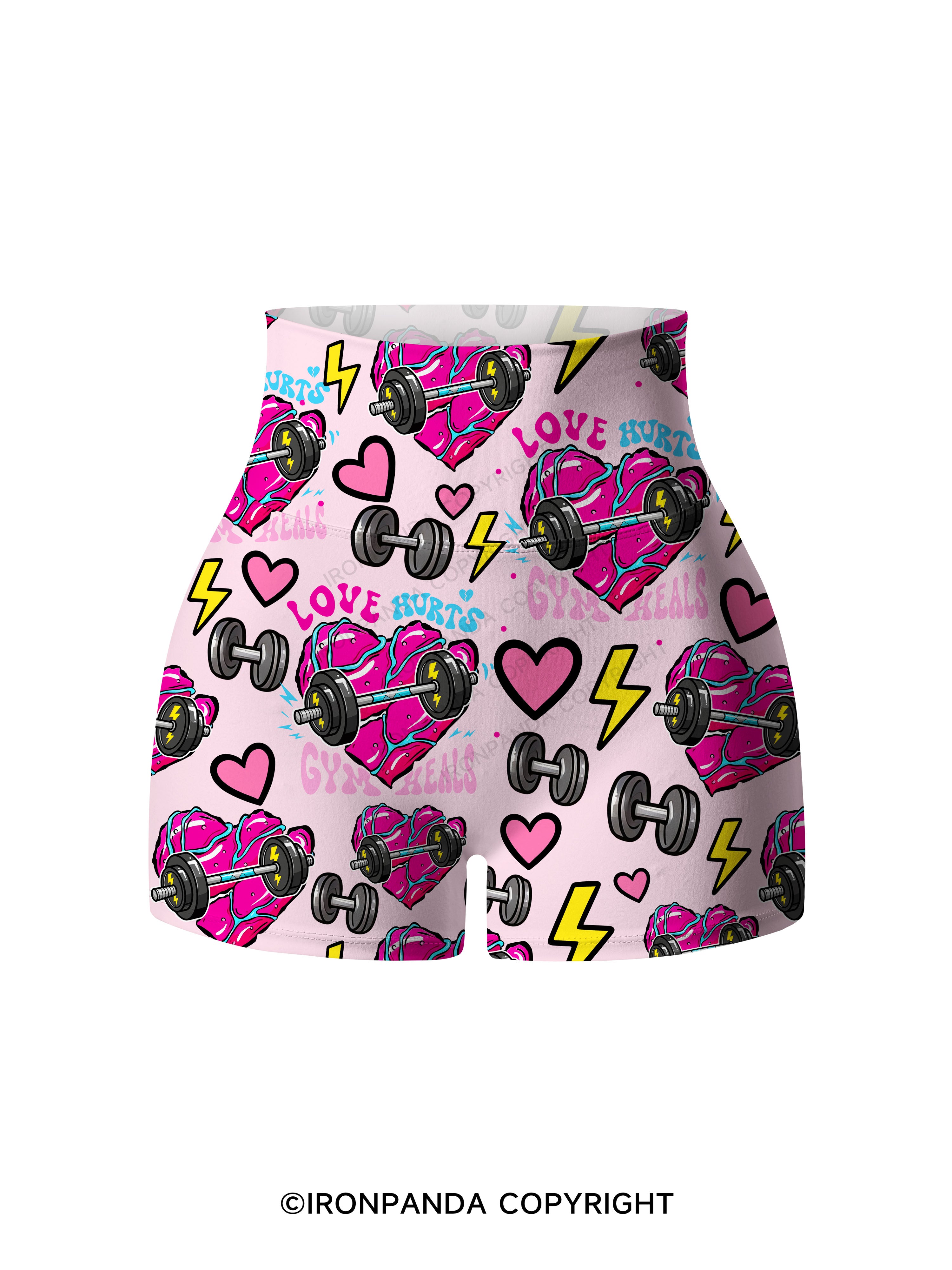 Love hurts, gym heals Printed Yoga Shorts