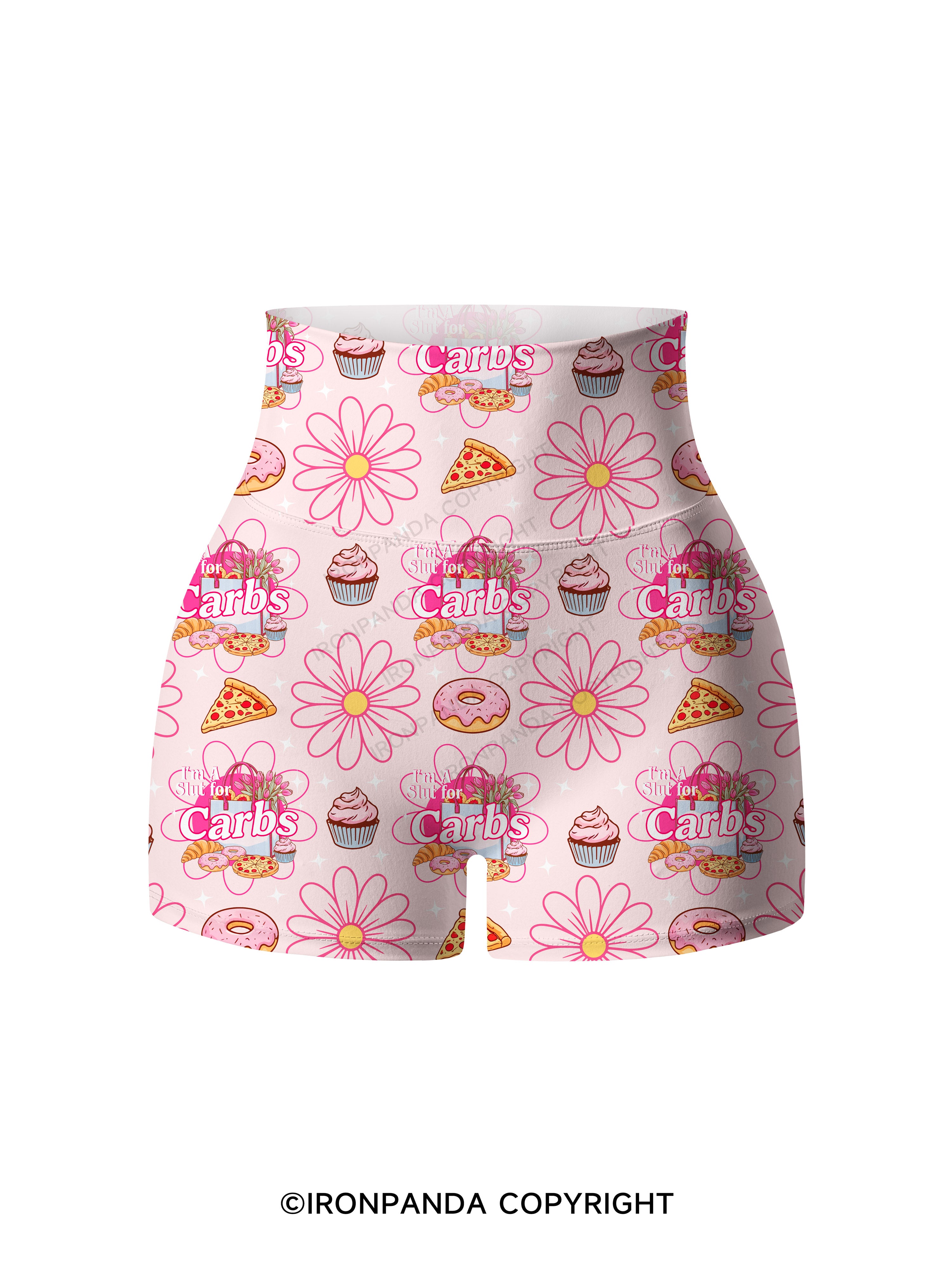 I'M A SLUT FOR CARBS Printed Yoga Shorts