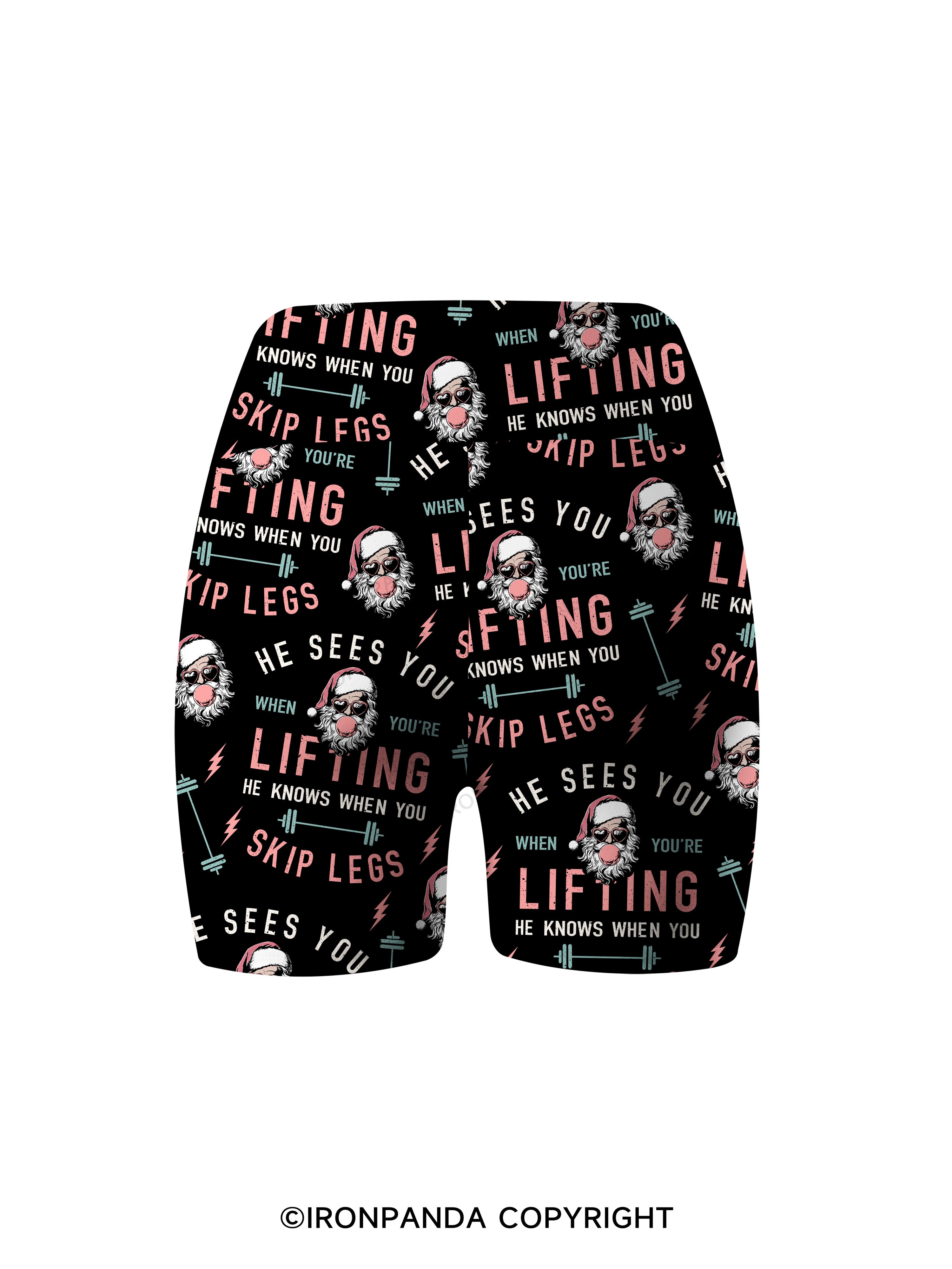 HE SEES YOU WHEN YOU'RE LIFTING Printed Yoga Cycling Shorts
