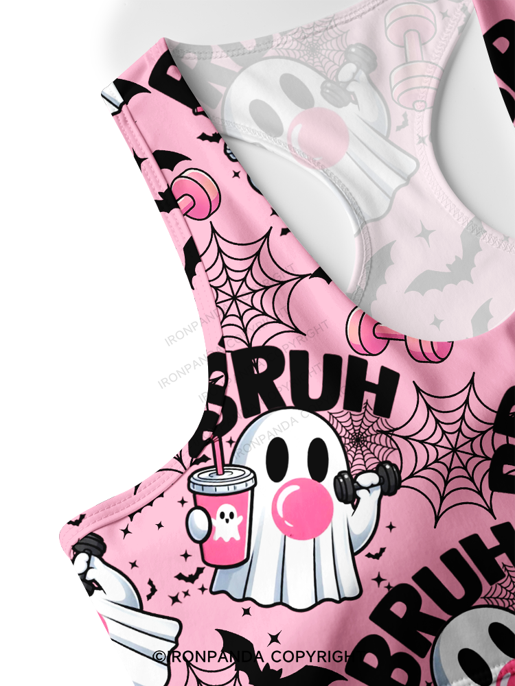 Bruh Ghost Workout Racerback Sports Bra
