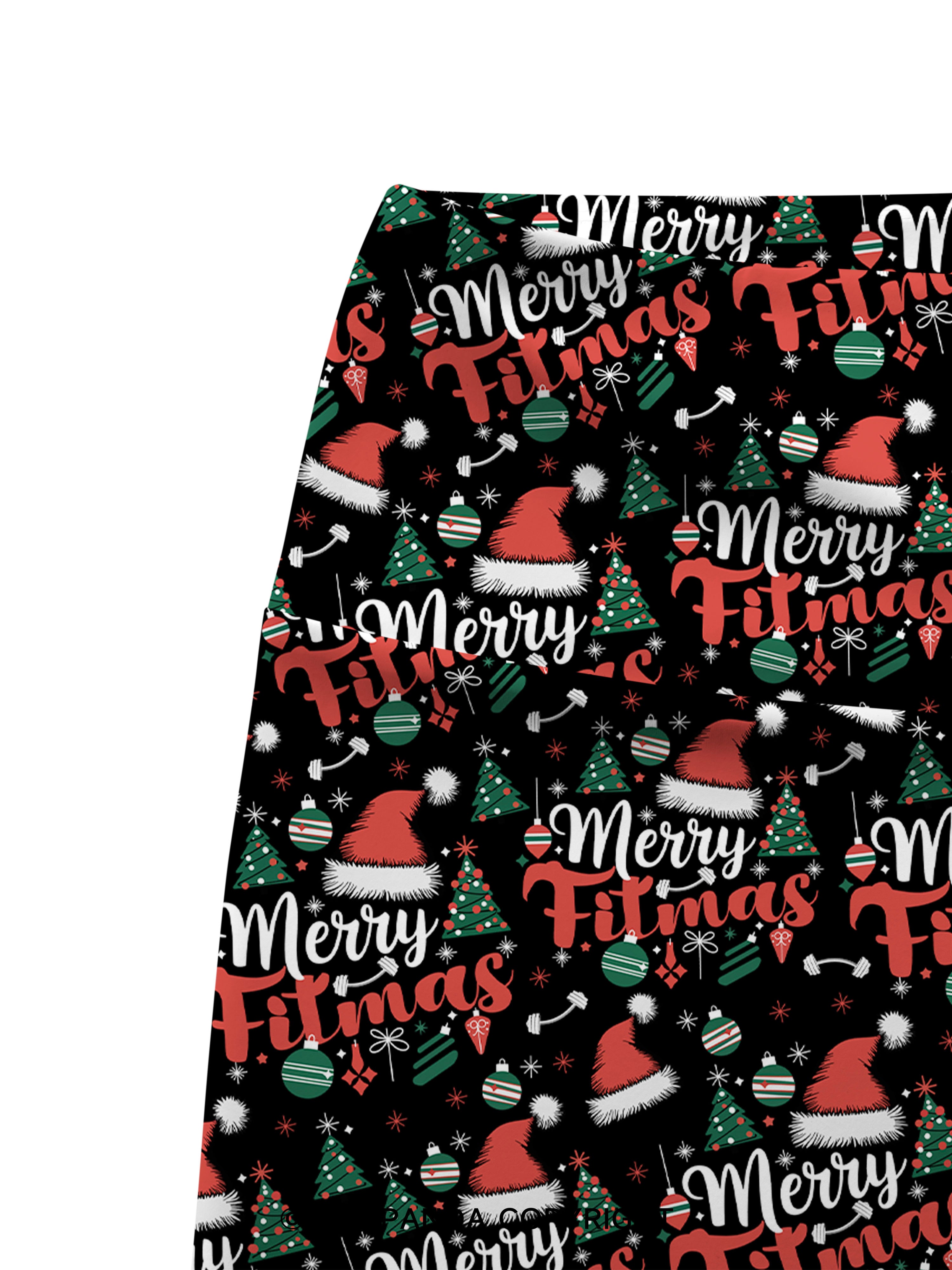 Merry Fitmas Printed Yoga Cycling Shorts