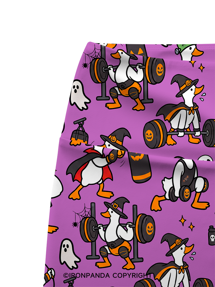 Halloween Fitness Goose Printed Yoga Cycling Shorts