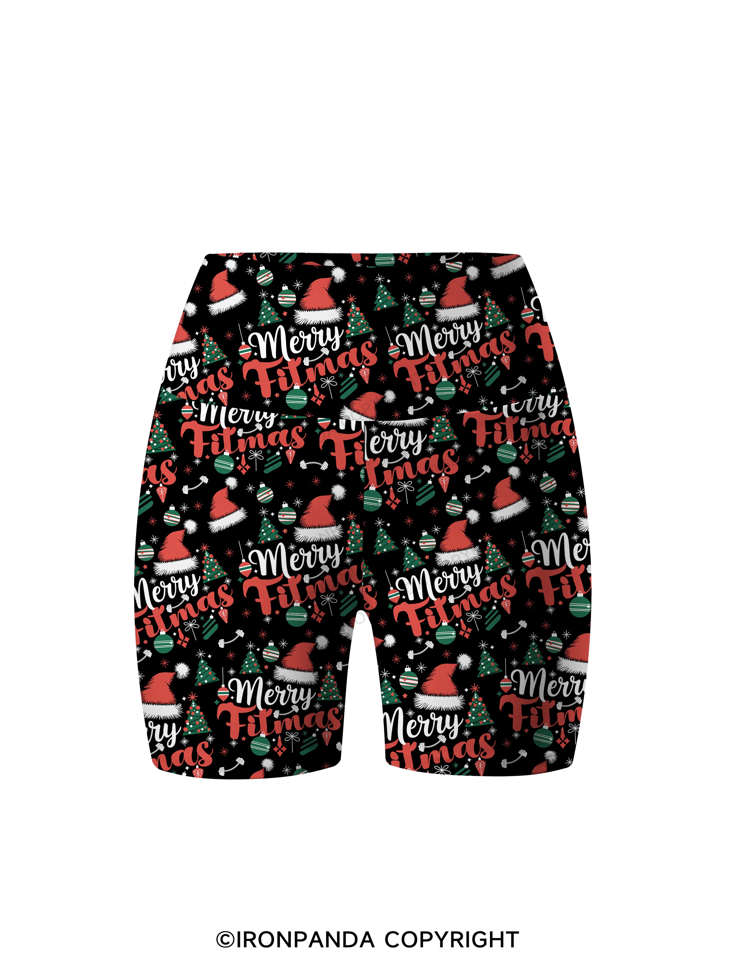 Merry Fitmas Printed Yoga Cycling Shorts