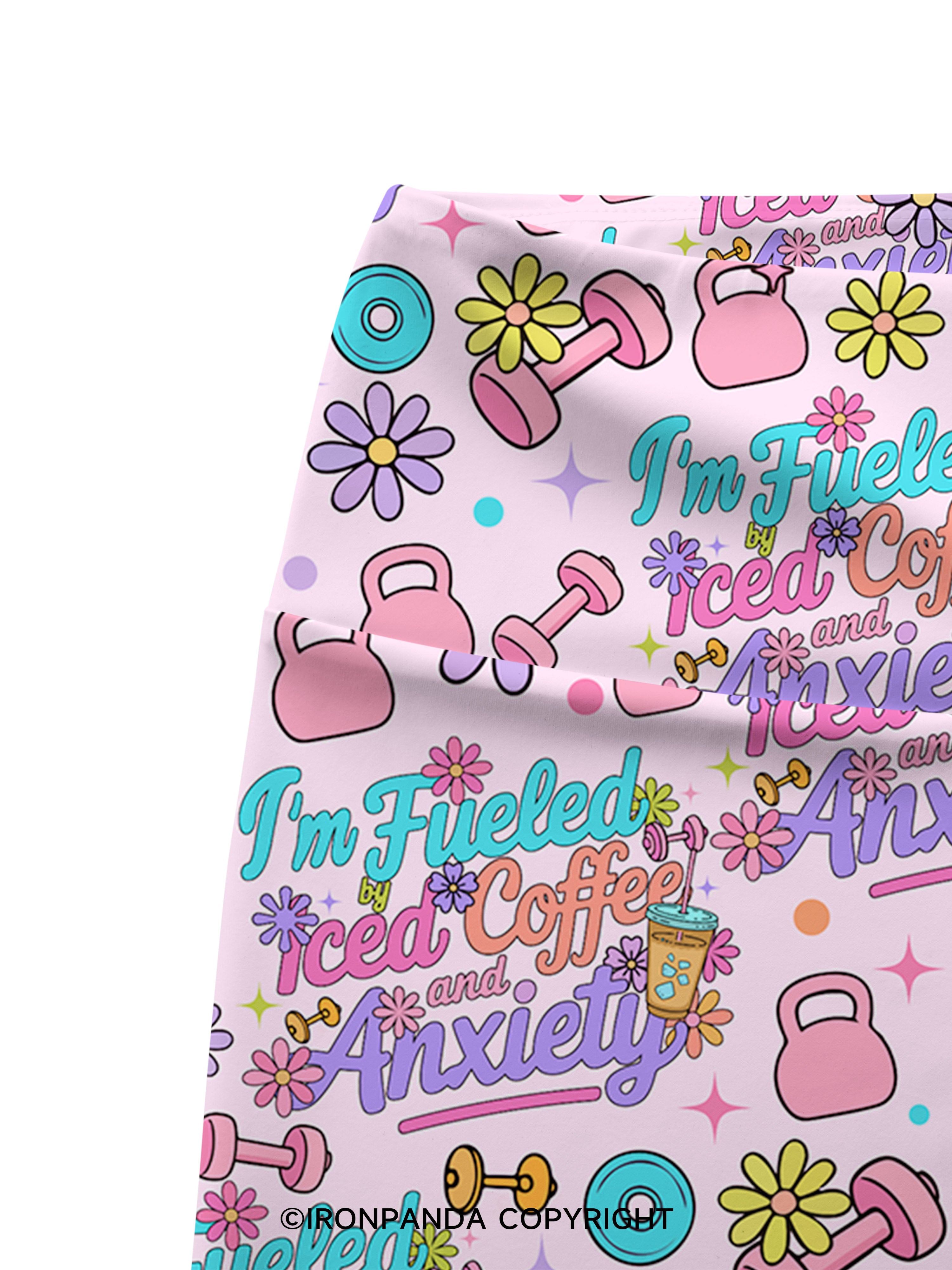 Fueled by Iced Coffee and Anxiety Printed Yoga Cycling Shorts