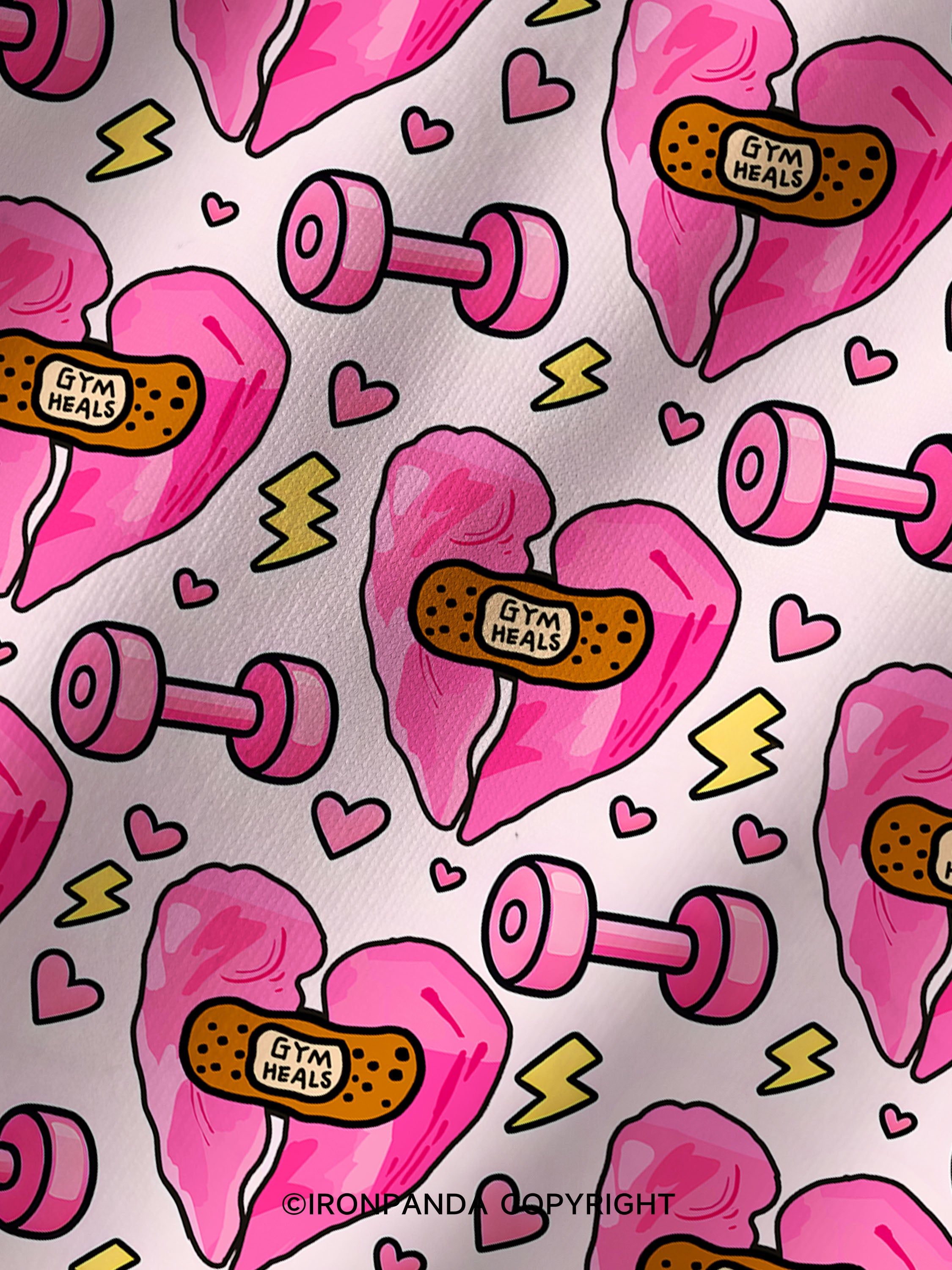 gym heals Pink Heart Printed Yoga Shorts