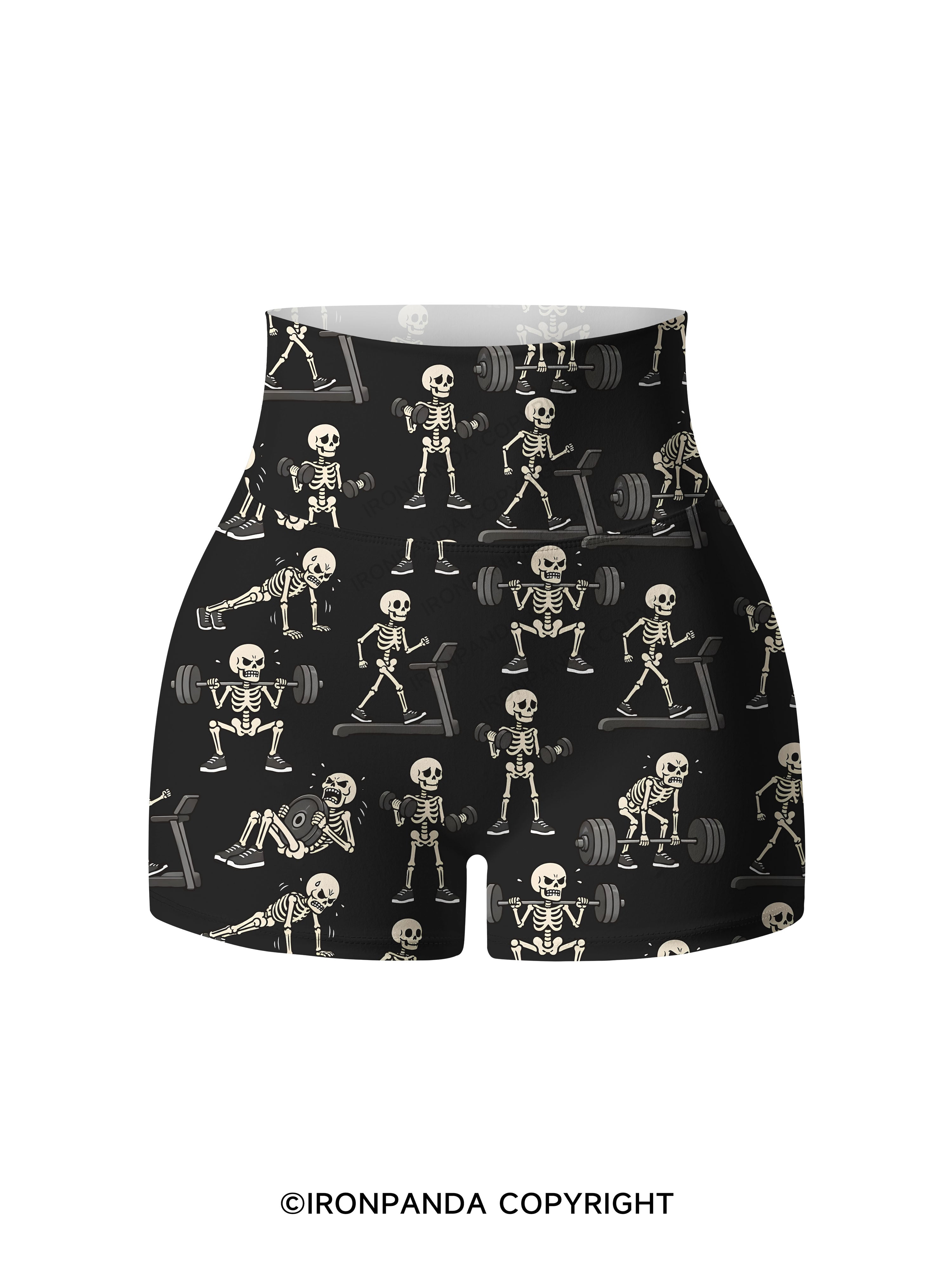 Pain Scale Skeleton Printed Yoga Shorts