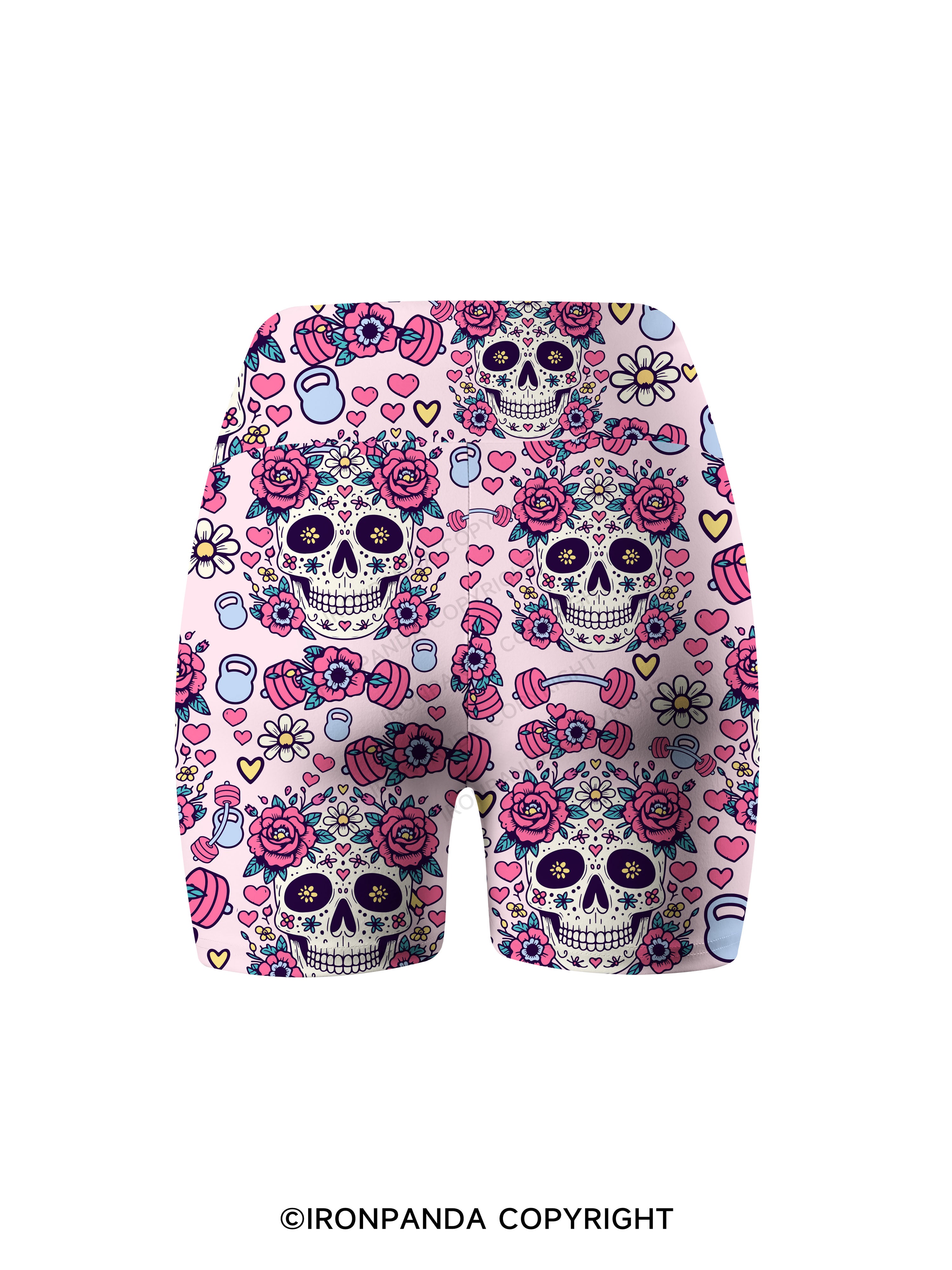 Floral Skull Fitness Printed Yoga Cycling Shorts