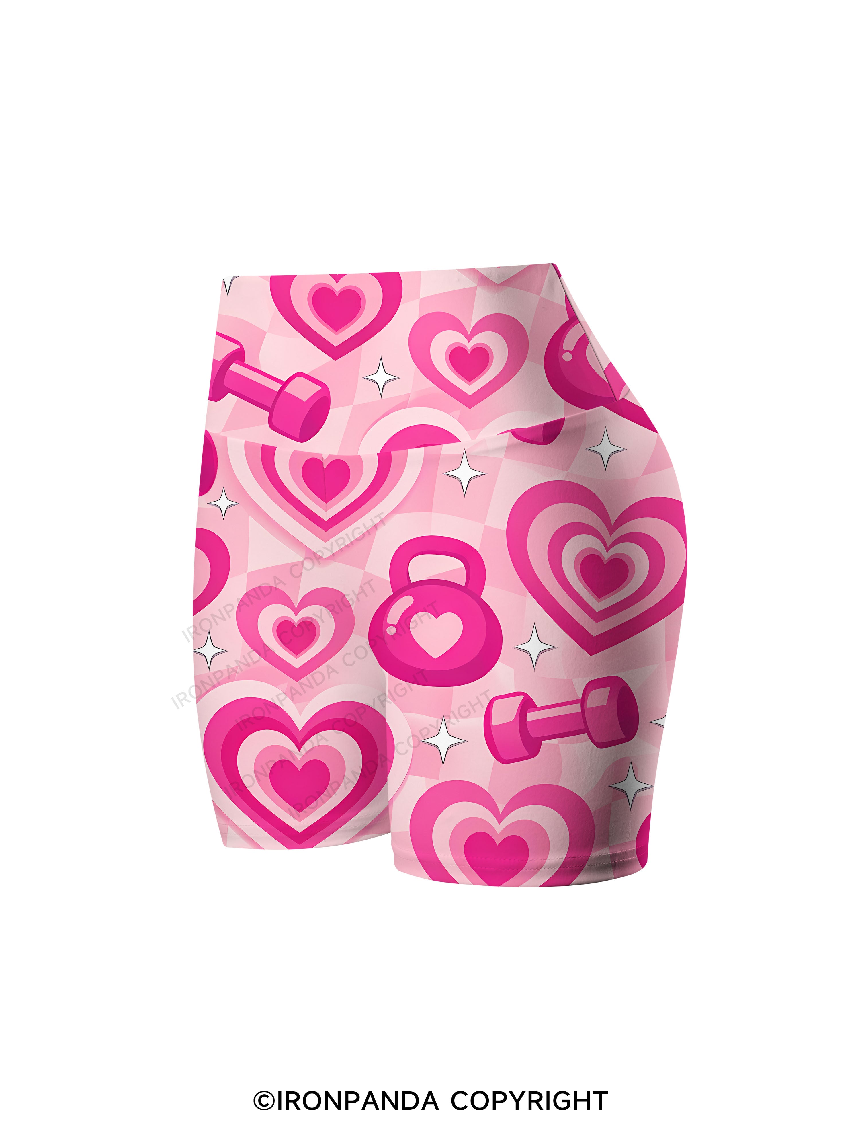 Coquette Heart Fitness Printed Yoga Cycling Shorts