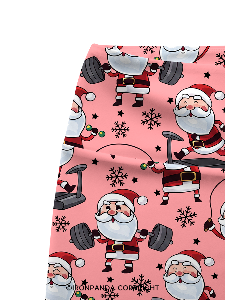 Funny Santa Claus Gym Printed Yoga Cycling Shorts