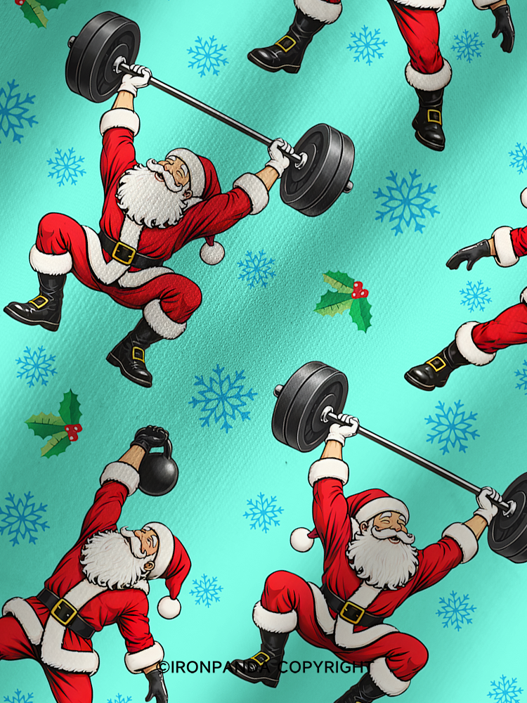 Santa Lifting Christmas Workout Yoga Printed Yoga Shorts