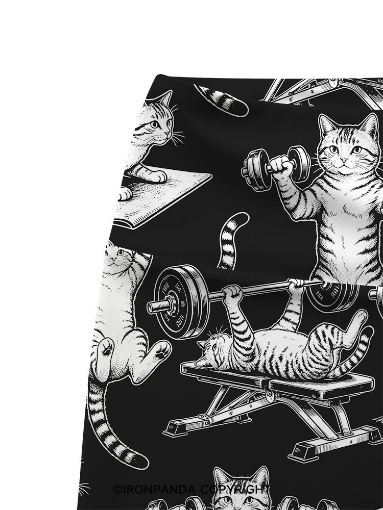 Fitness Cute Cat Printed Yoga Cycling Shorts
