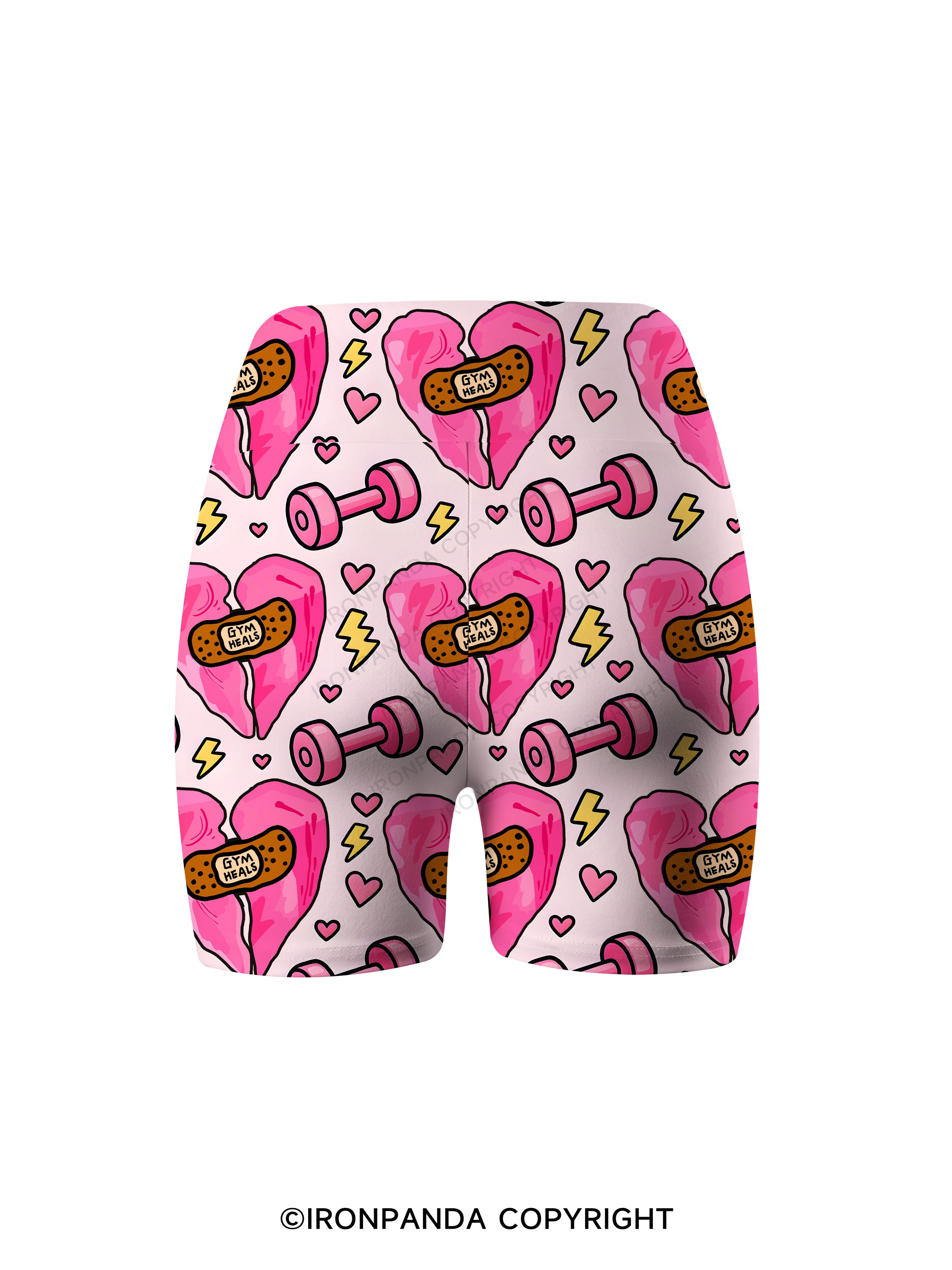 gym heals Pink Heart Printed Yoga Cycling Shorts
