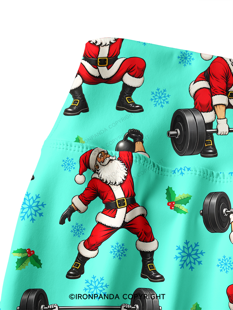 Santa Lifting Christmas Workout Yoga Printed Yoga Pants