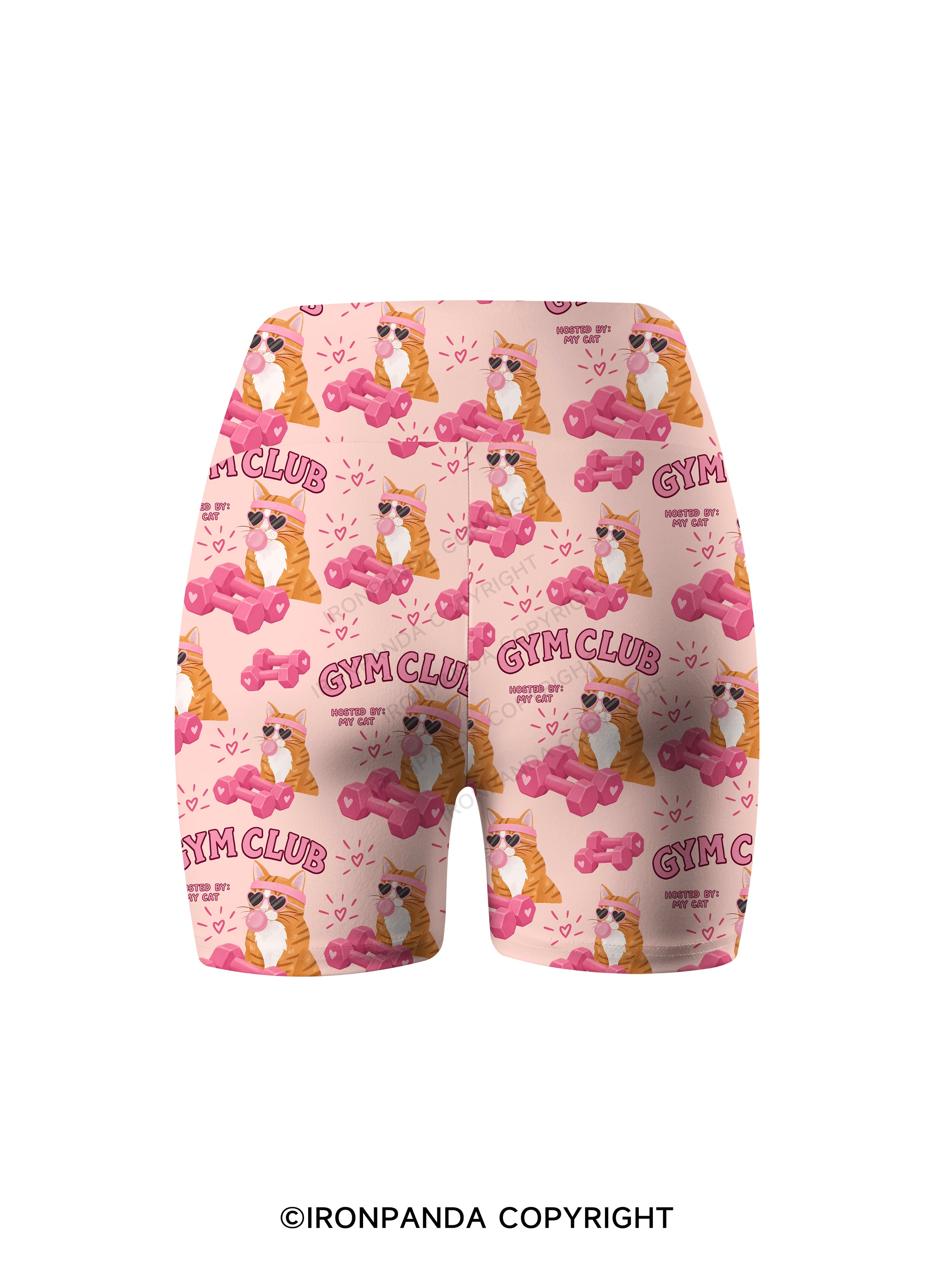 GYM CLUB HOSTED BY MY CAT Printed Yoga Cycling Shorts
