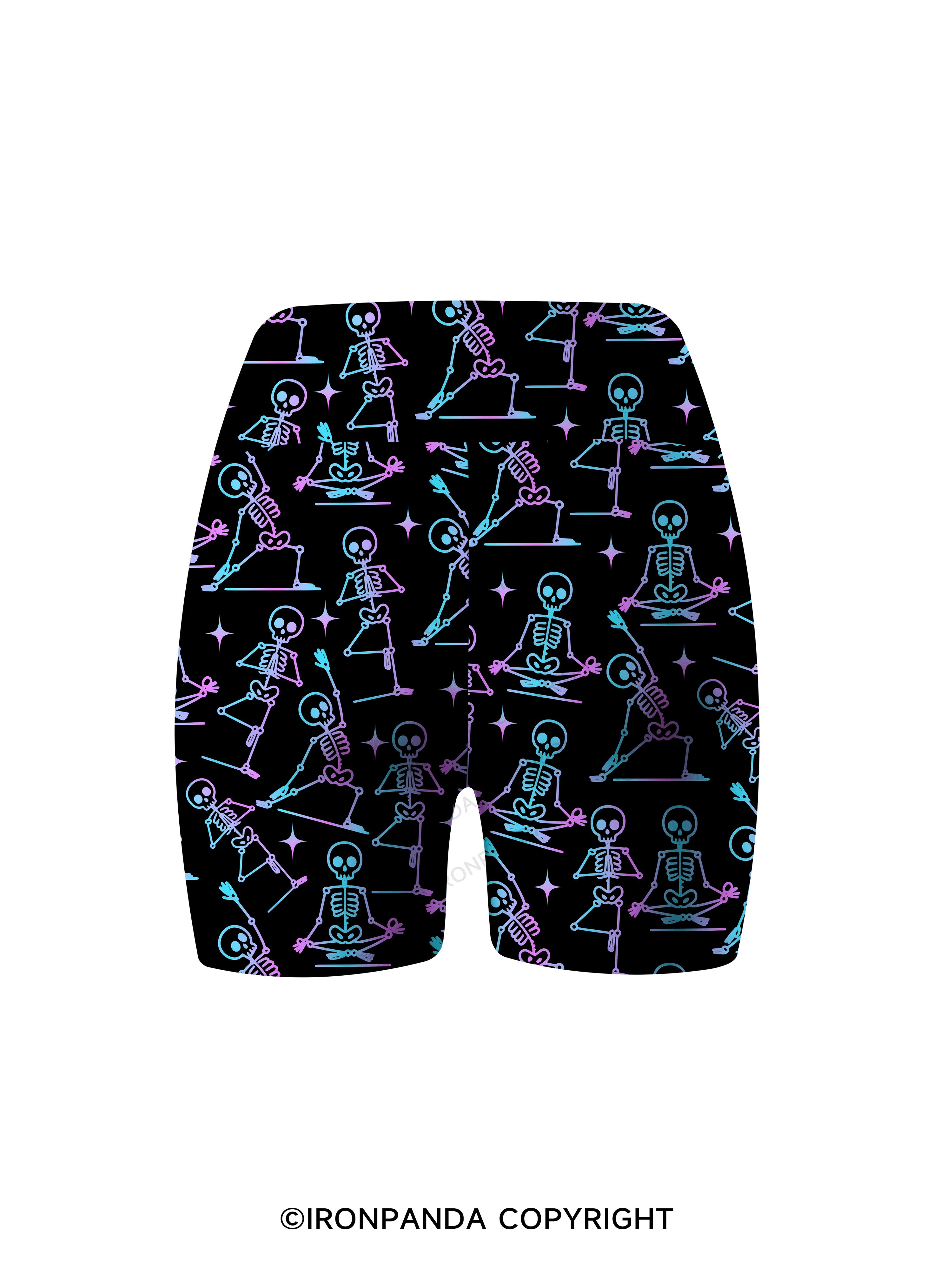 ZEN TO THE BONE SKELETON Printed Yoga Cycling Shorts