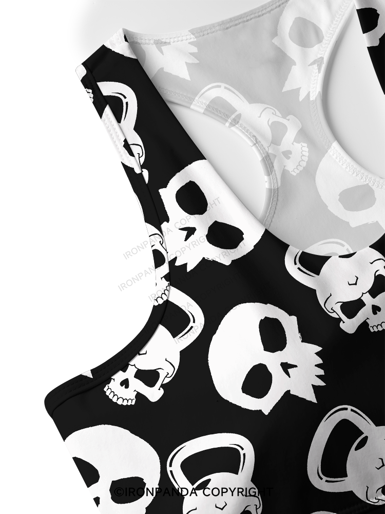KETTLEBELL SKULL FITNESS Yoga Racerback Sports Bra