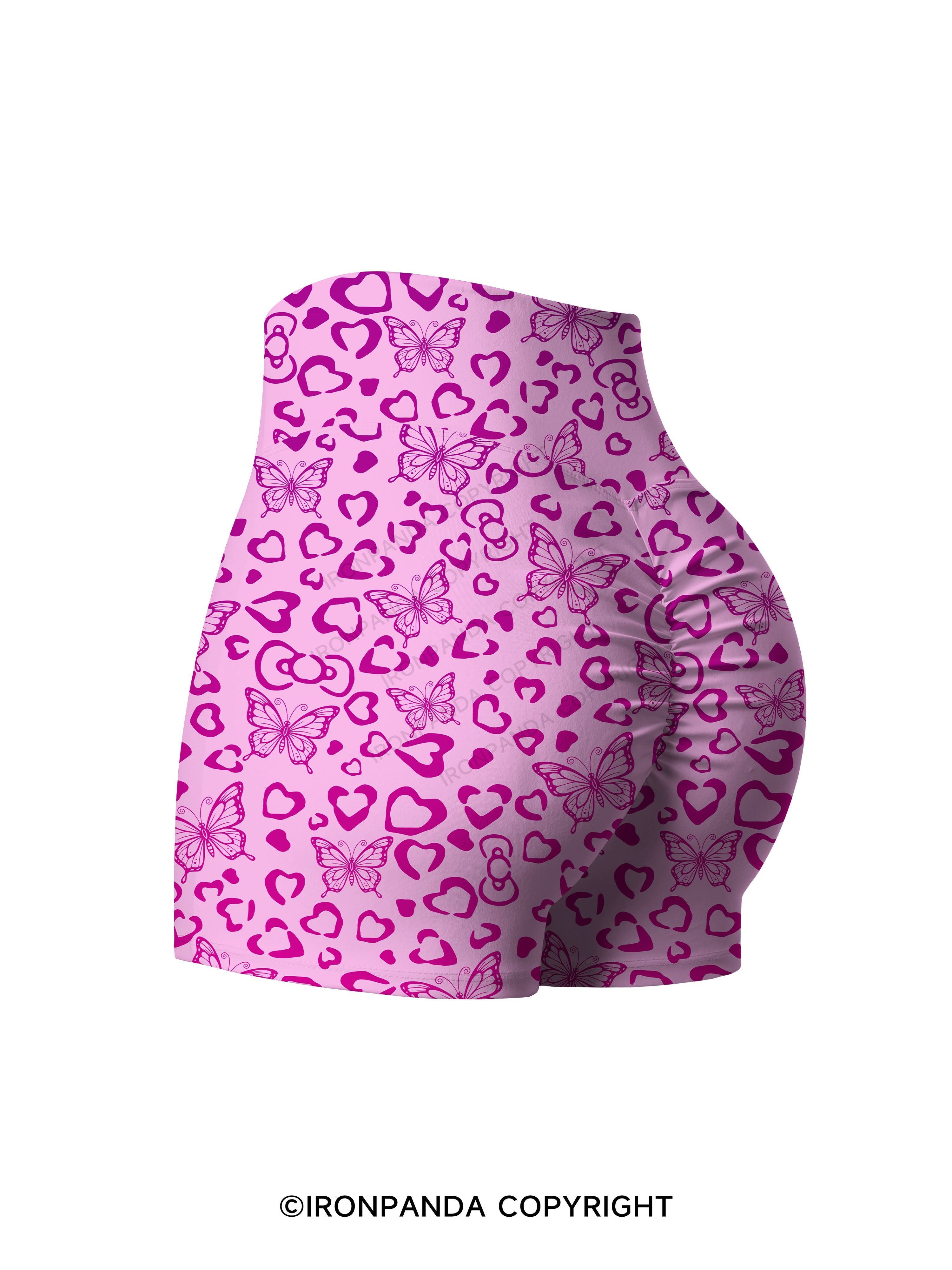 Butterfly Hearts Printed Yoga Shorts