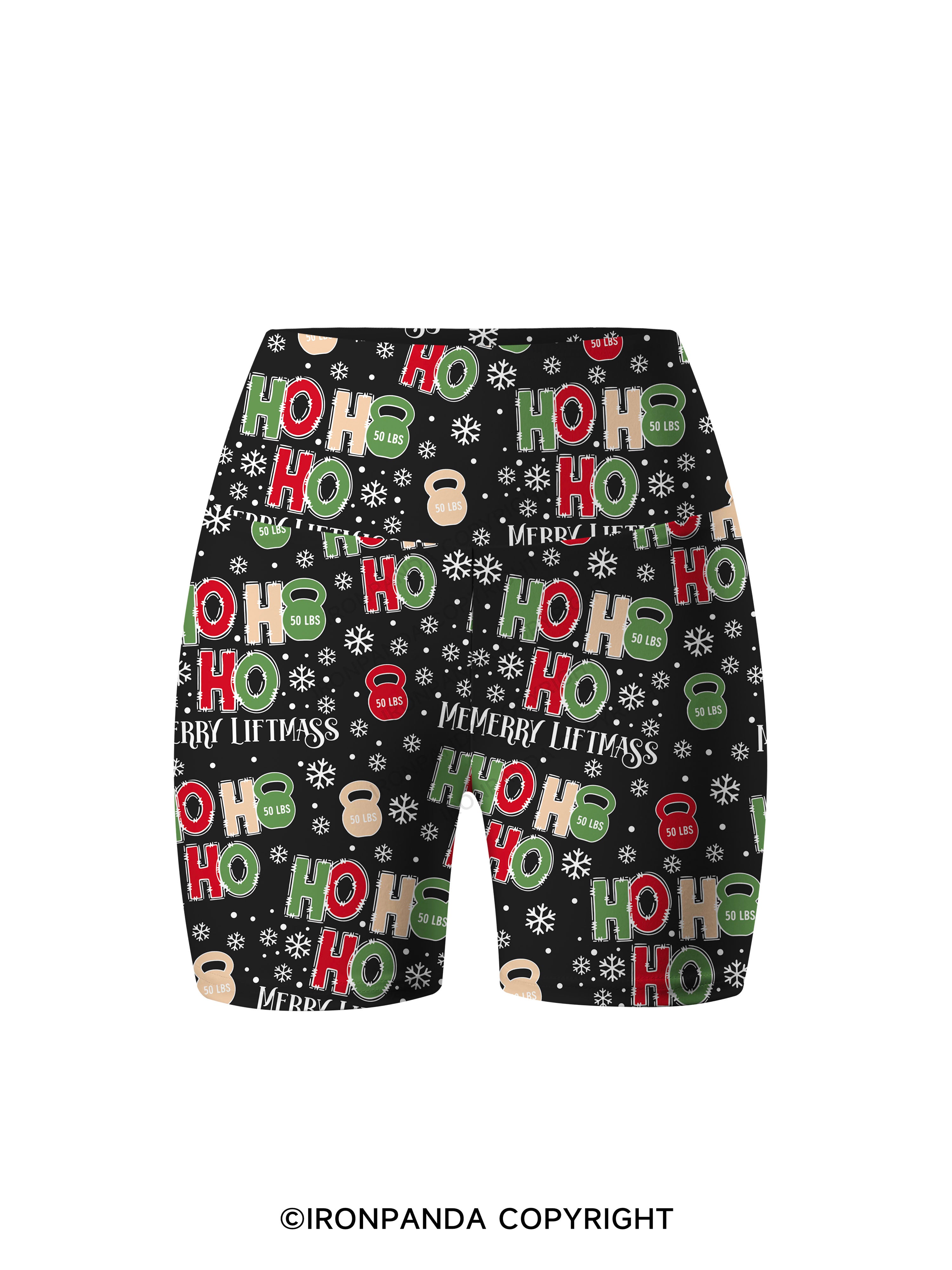 HOHOHO MERRY LIFTMASS Printed Yoga Cycling Shorts