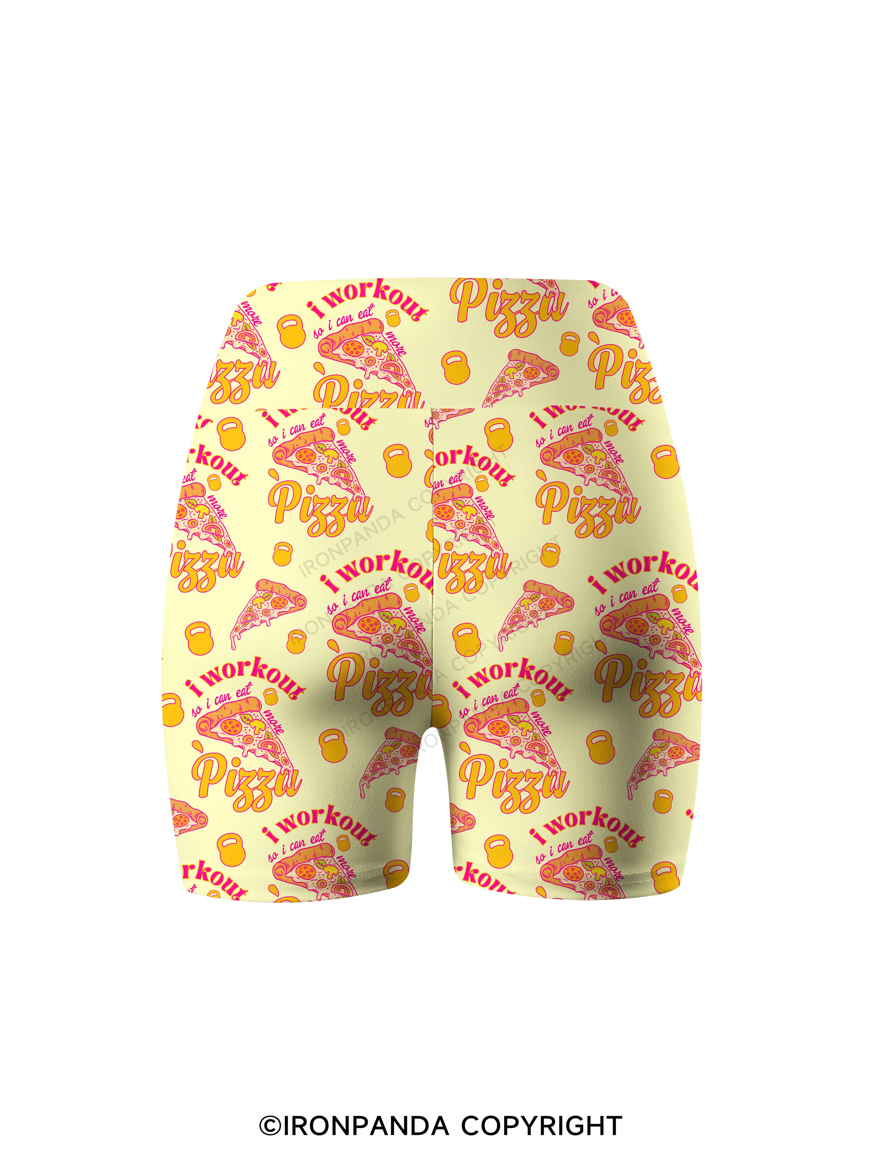 i workout so i can eat more pizza Printed Yoga Cycling Shorts