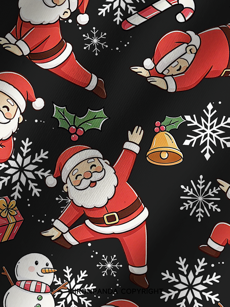 Santa Claus Yoga Poses Printed Yoga Shorts
