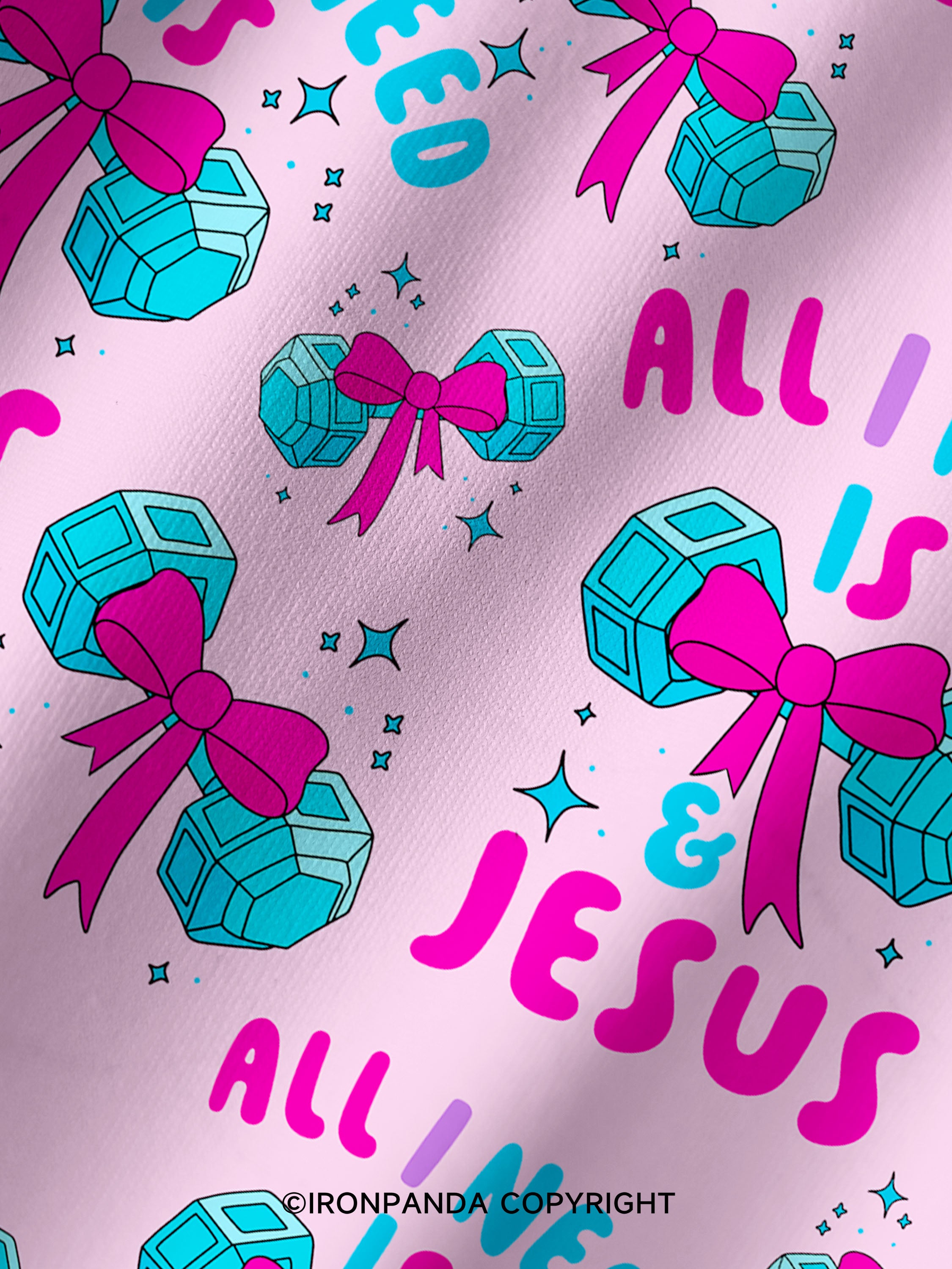 ALL I NEED IS MY WEIGHTS & JESUS Printed Yoga Shorts