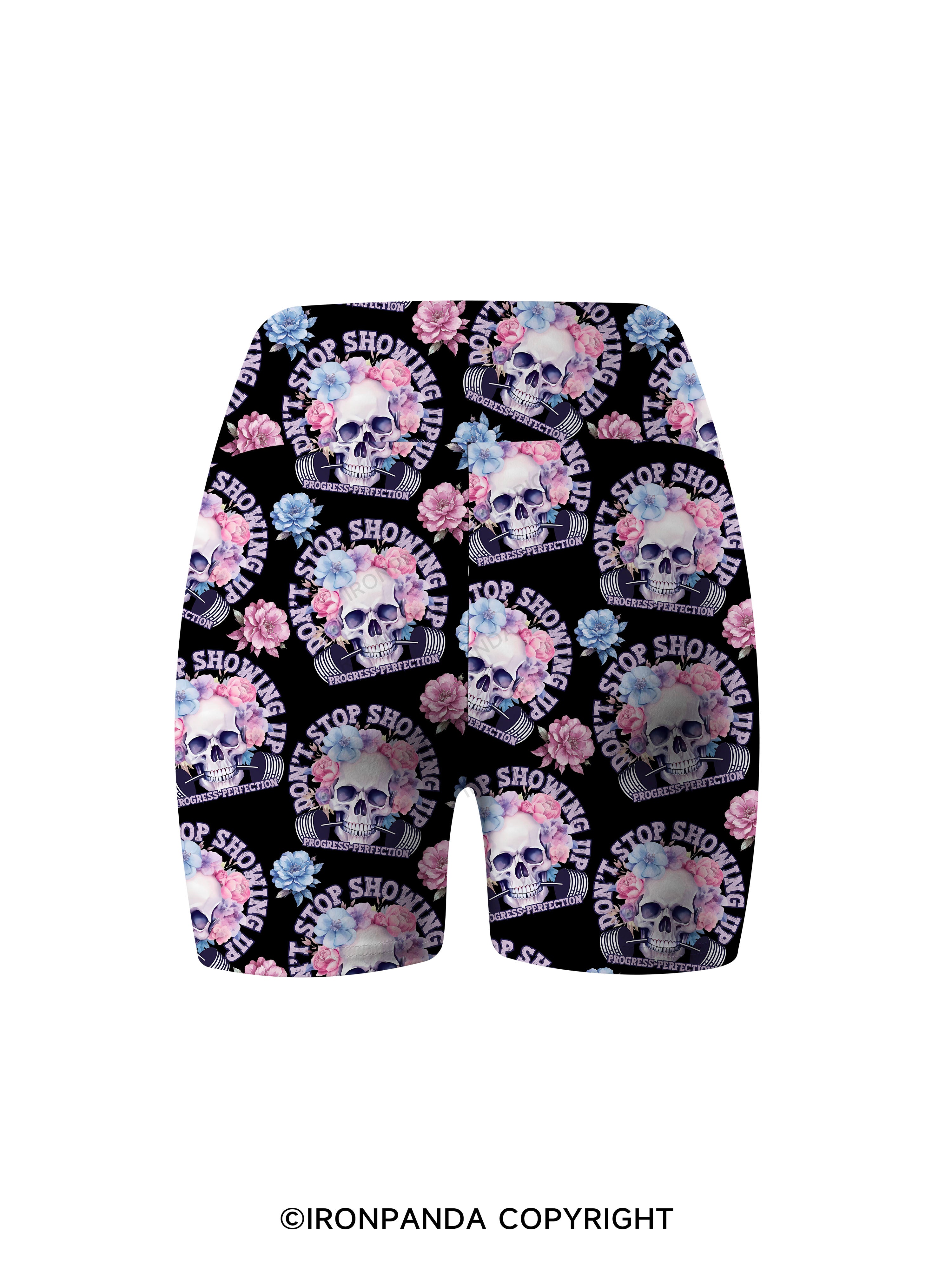 DON’T STOP SHOWING UP PROGRESS-PERFECTION Printed Yoga Cycling Shorts