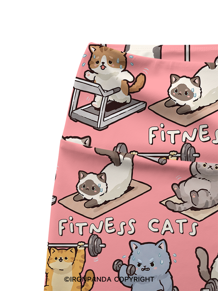FITNESS Cat Printed Yoga Cycling Shorts