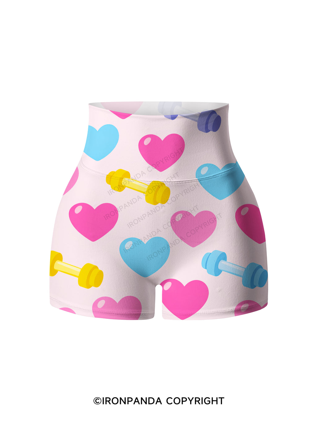 Sweet Heart & Dumbbell Printed Yoga Shorts