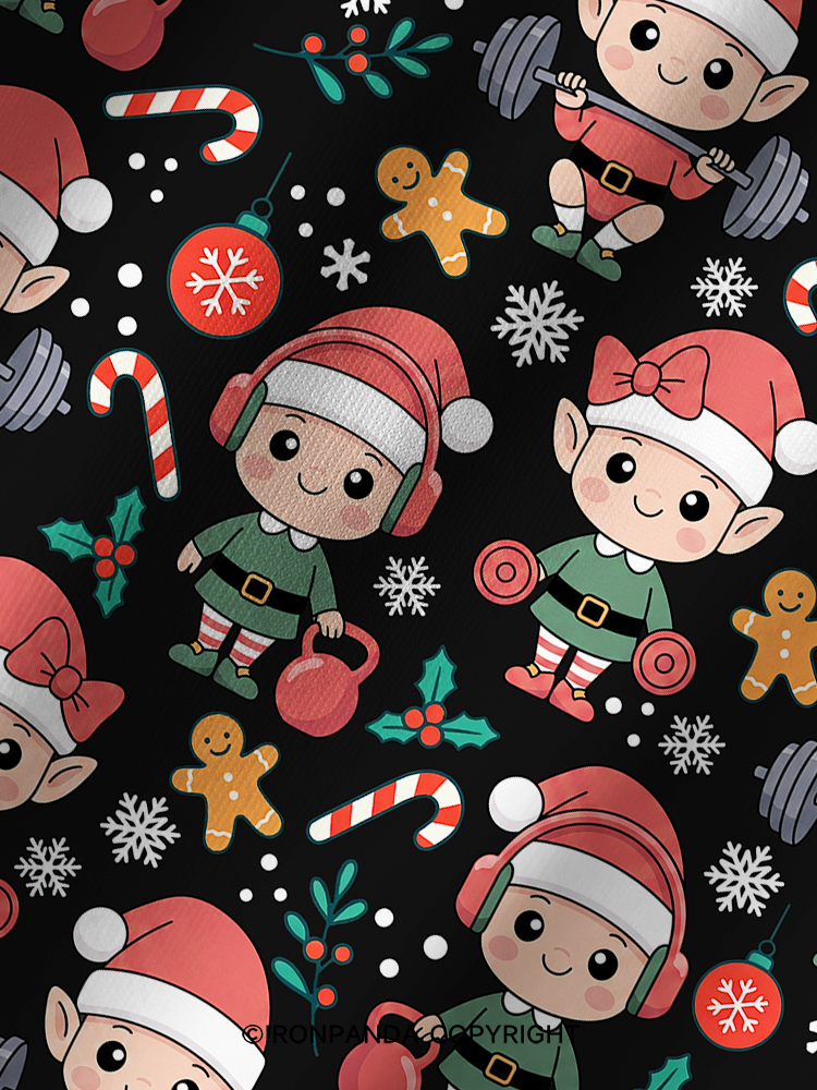 Gym Christmas Elves Printed Yoga Shorts