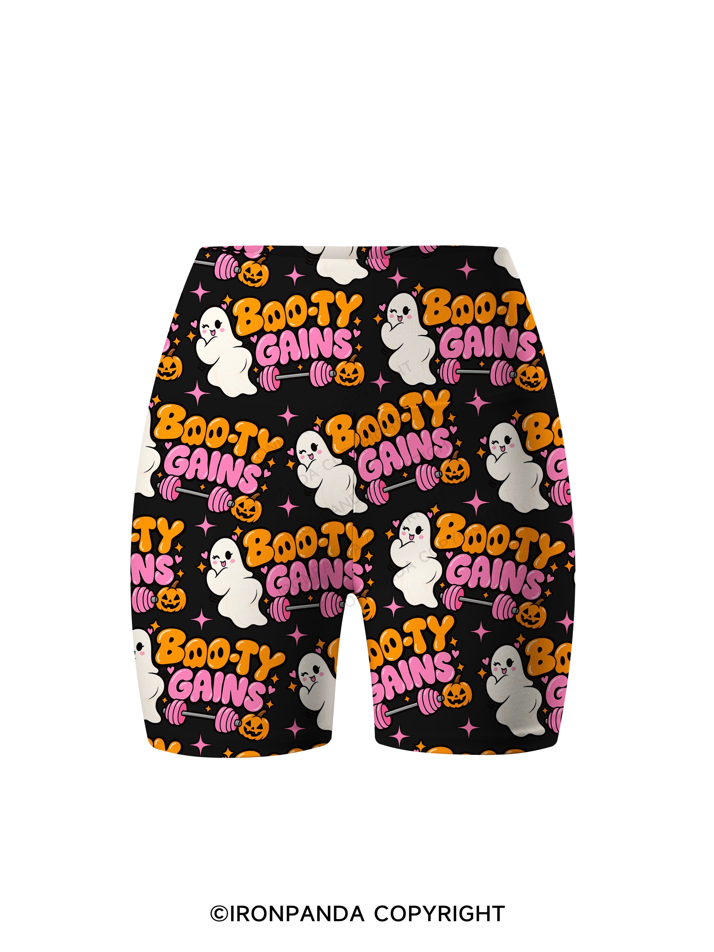 BOO-TY GAINS CUTE GHOST Printed Yoga Cycling Shorts