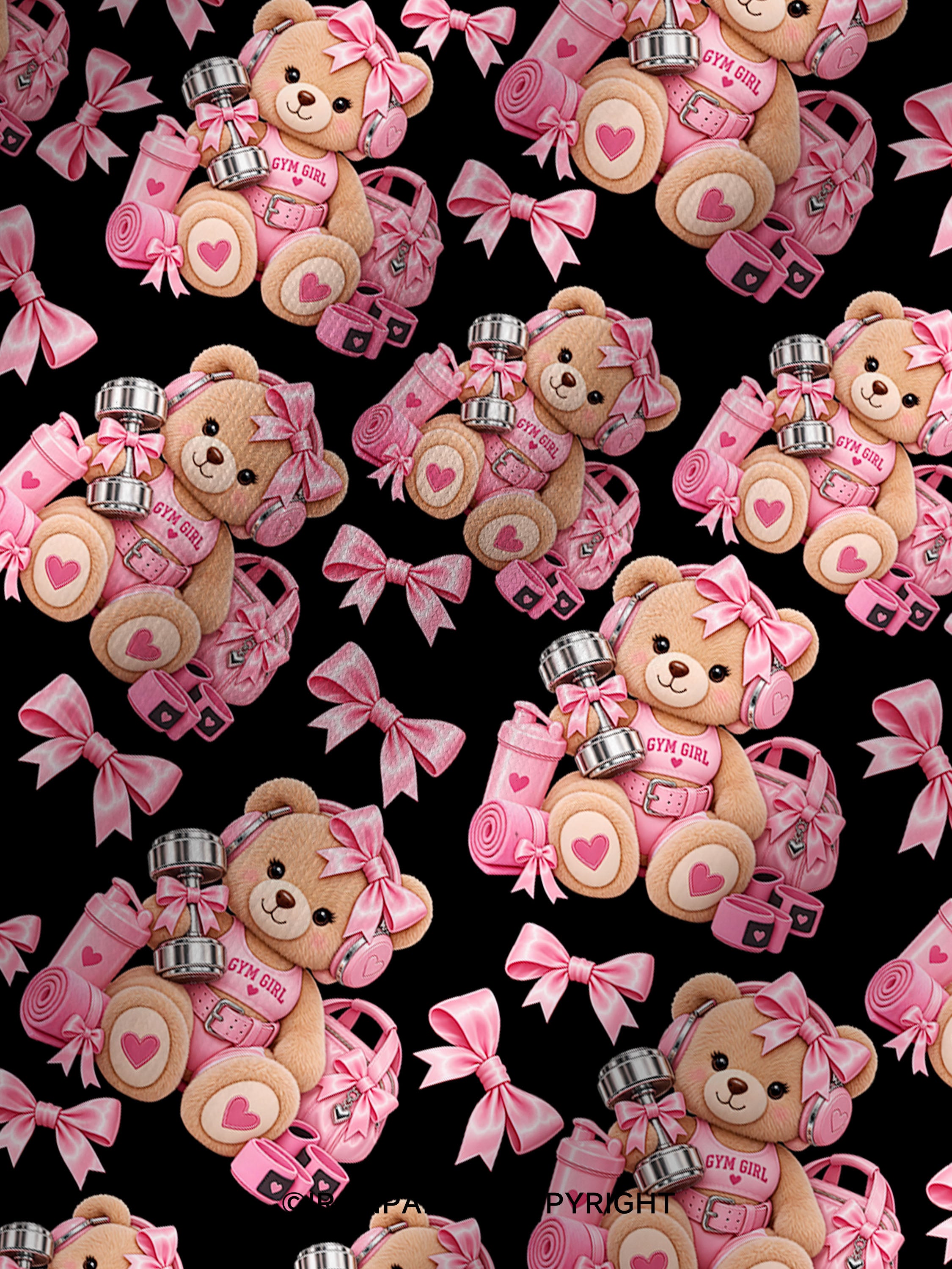 GYM GIRLIE TEDDY BEAR Printed Yoga Shorts