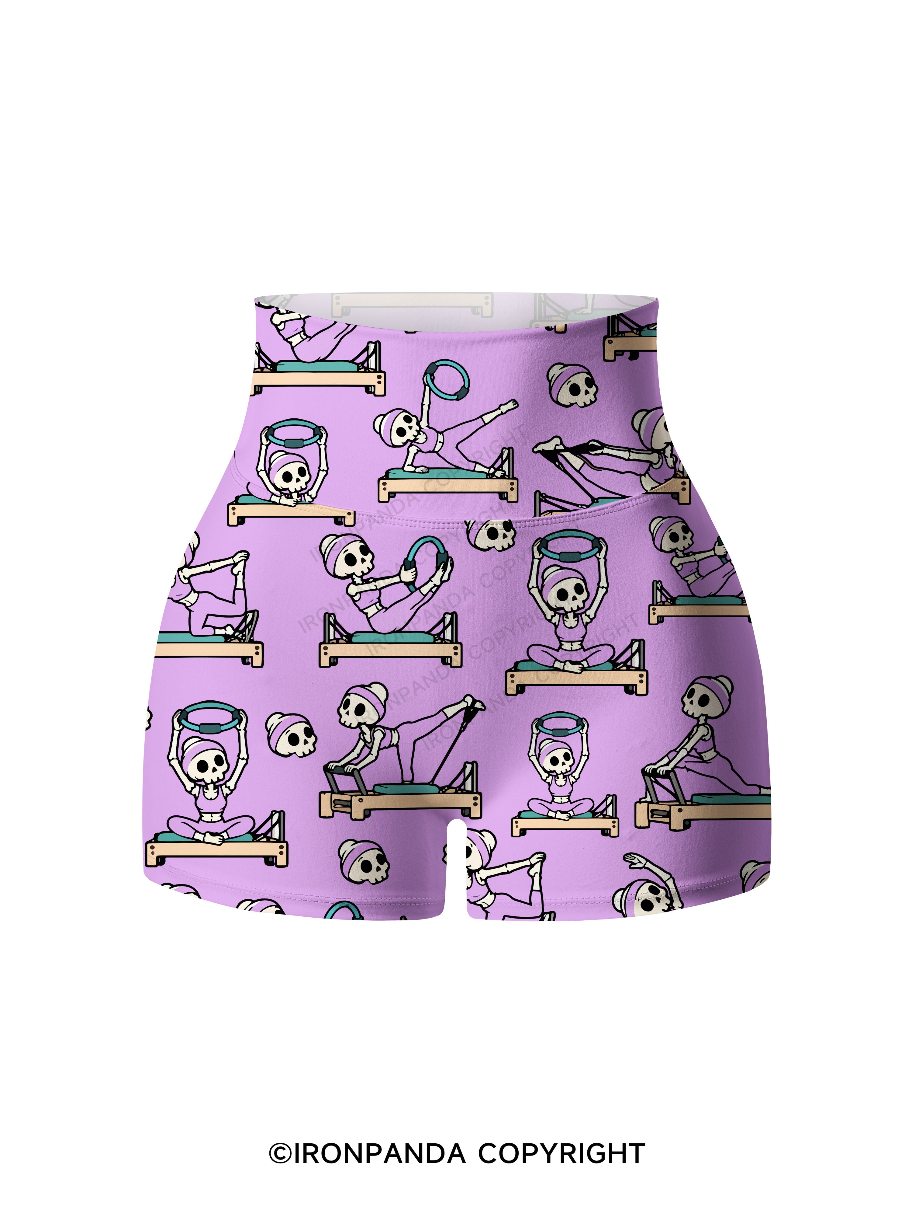 PILATES SKELETON REFORMER WORKOUT FITNESS LOVER Printed Yoga Shorts