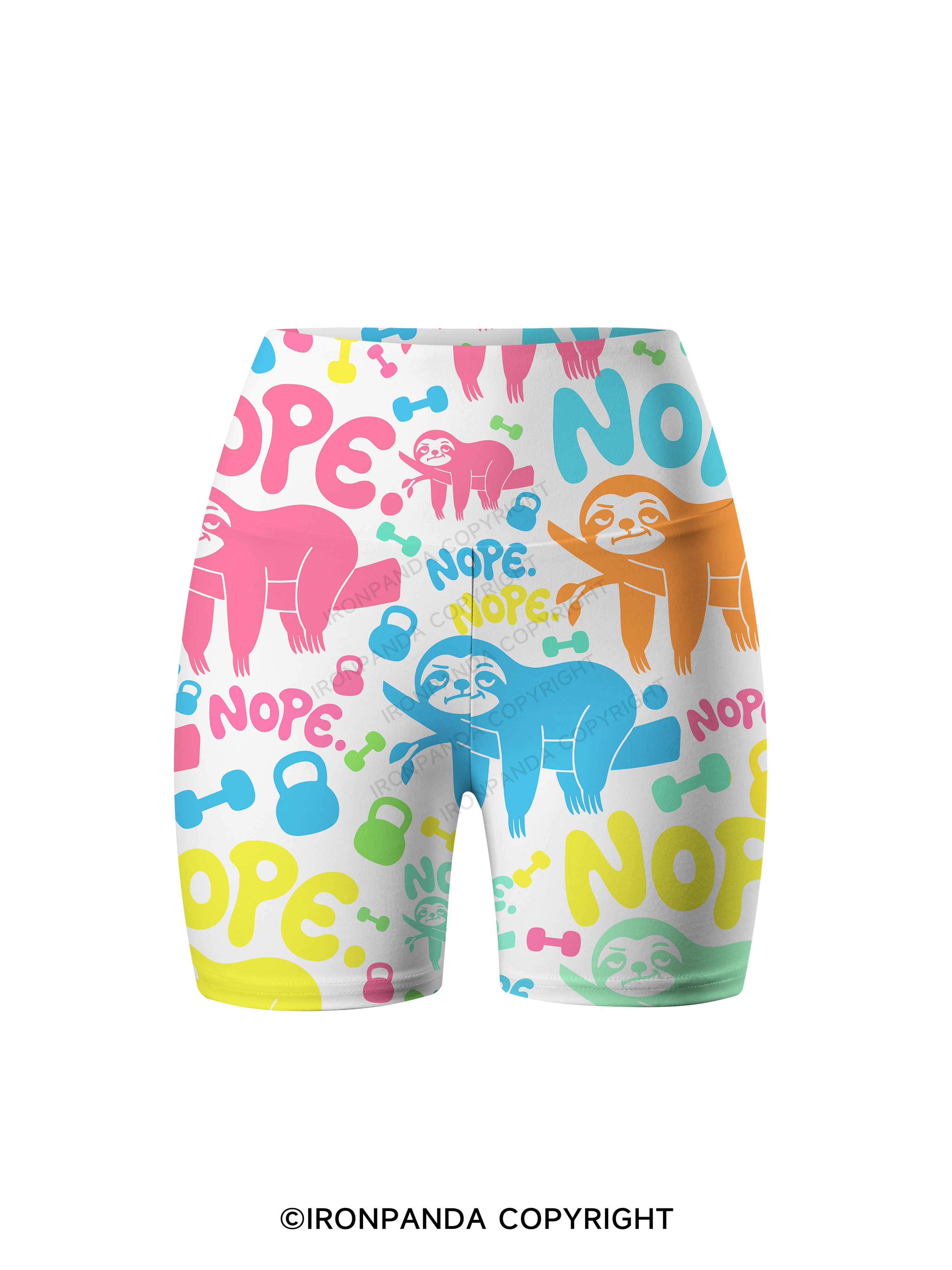 NO TODAY SLOTH Printed Yoga Cycling Shorts
